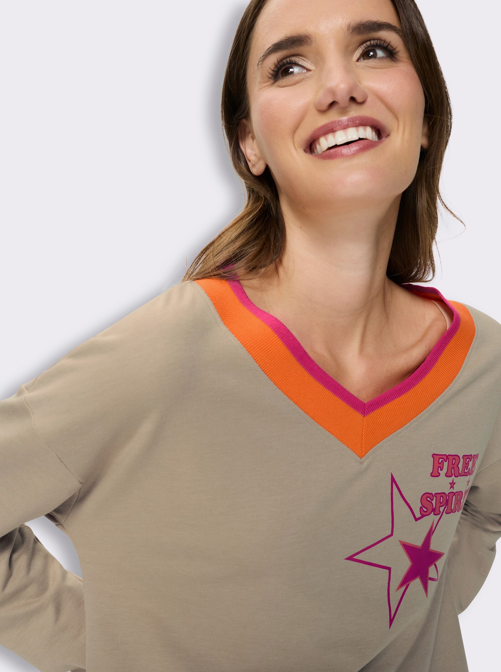 Sweatshirt mit Kontrast-Details - sand-pink