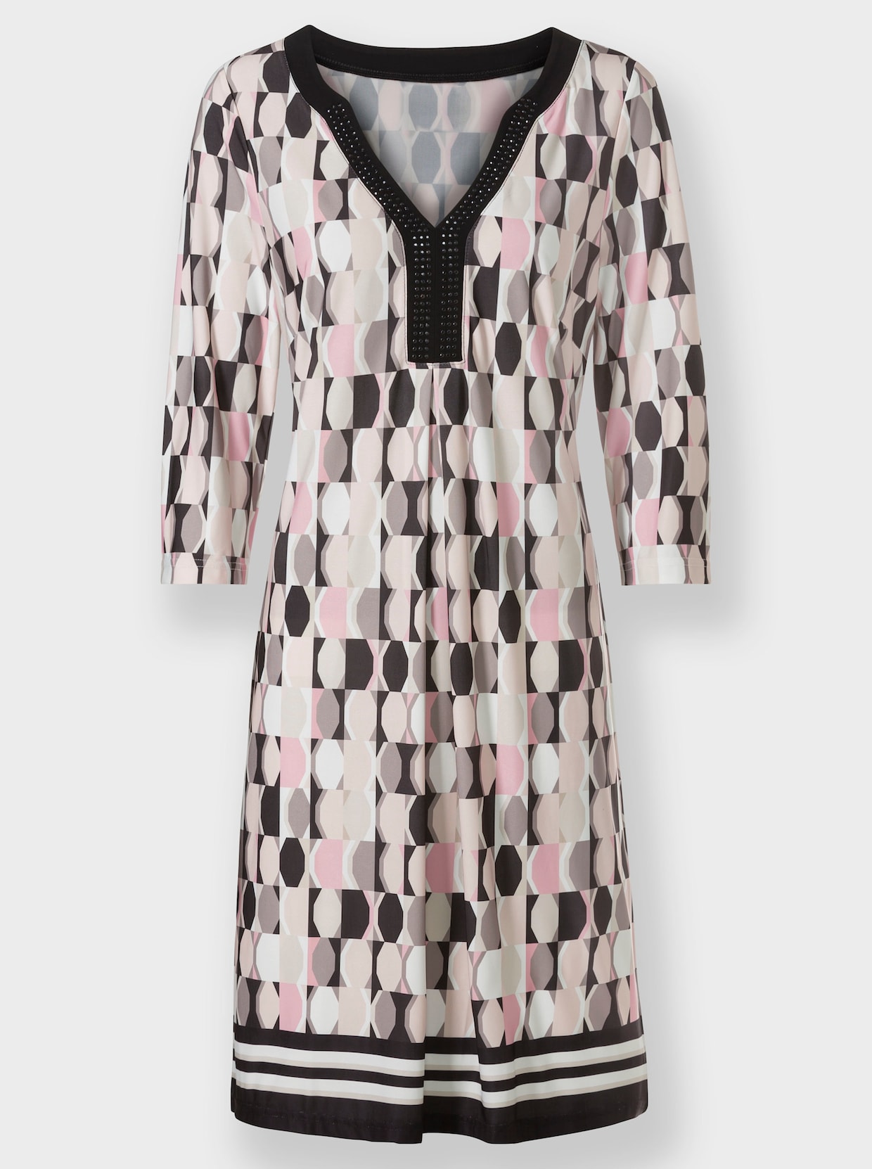 heine Jersey jurk - zwart/taupe geprint