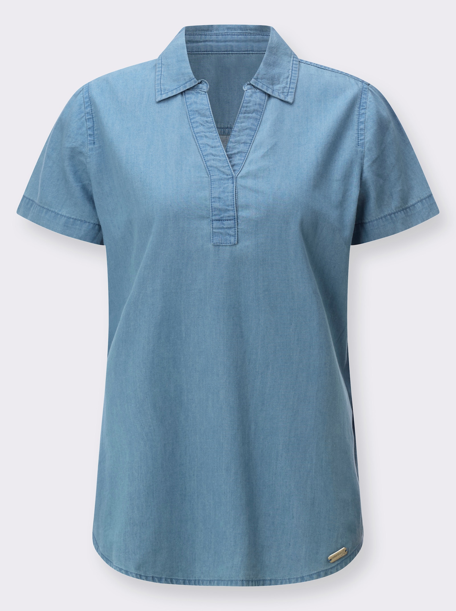 Jeanstunika mit abgerundetem Saum - blue-bleached