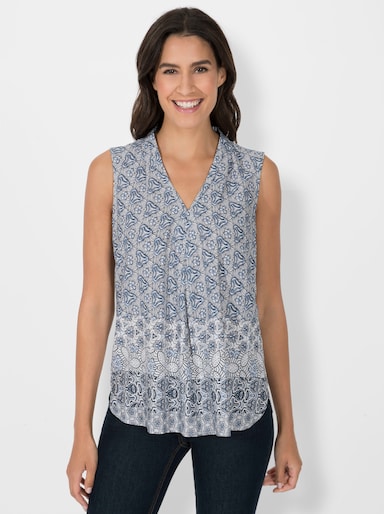 Blusentop mit breiten Trägern, reine Viskose - dunkelblau