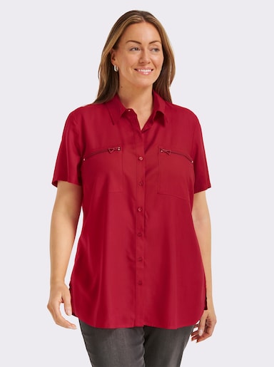 Longbluse mit langen Seitenschlitzen - rot