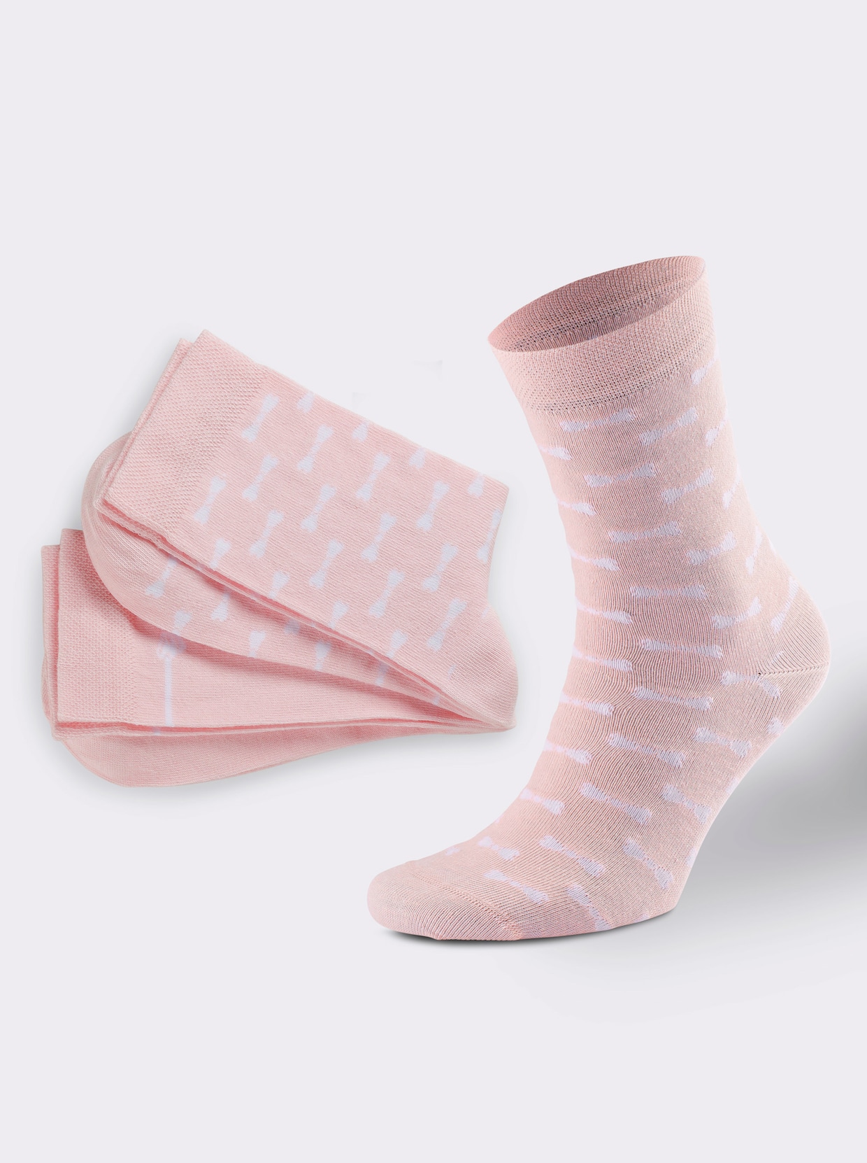 wäschepur Dámske ponožky - svetloružovo-biela