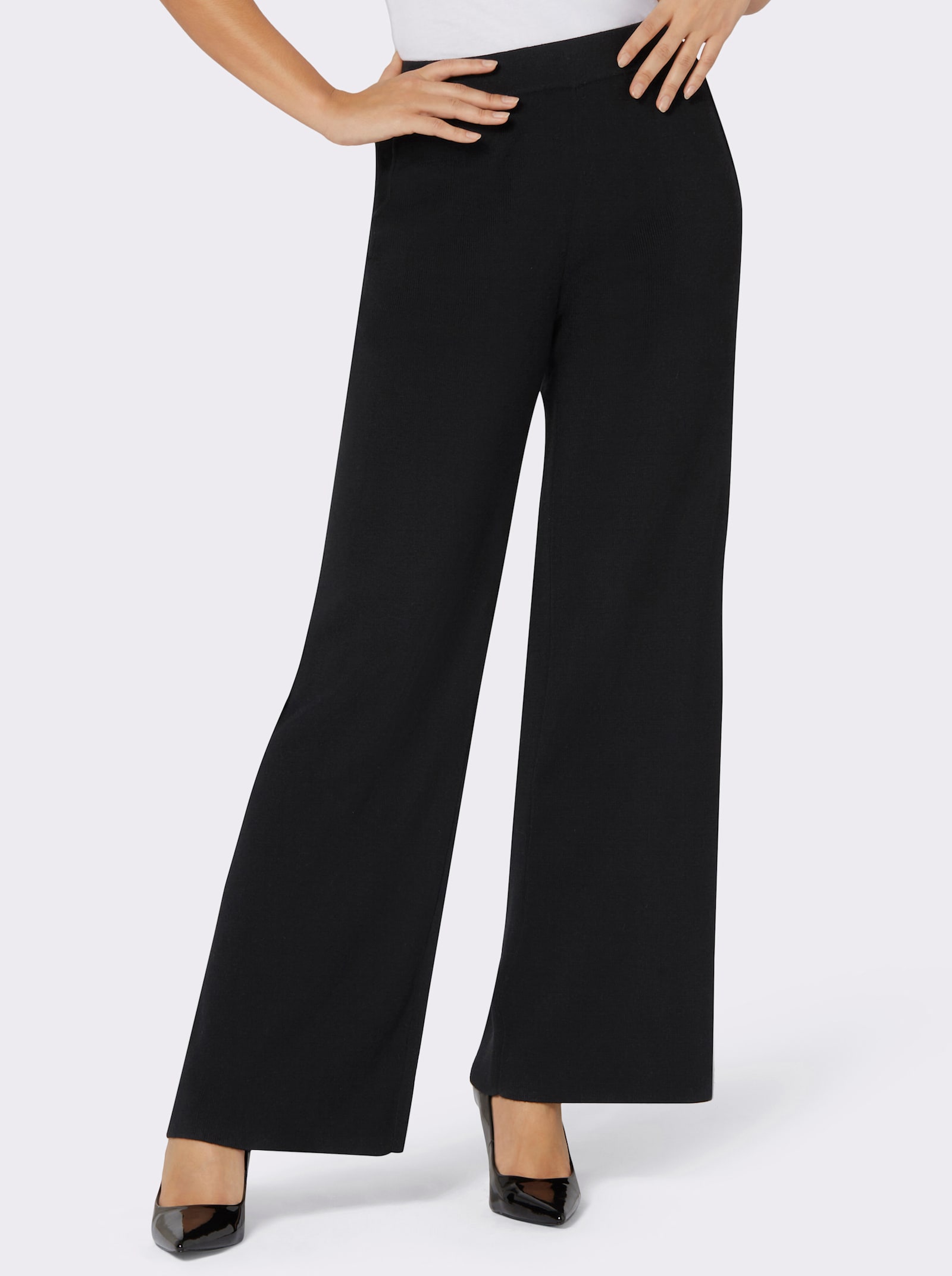 Strickhose mit Schurwoll-Anteil - schwarz