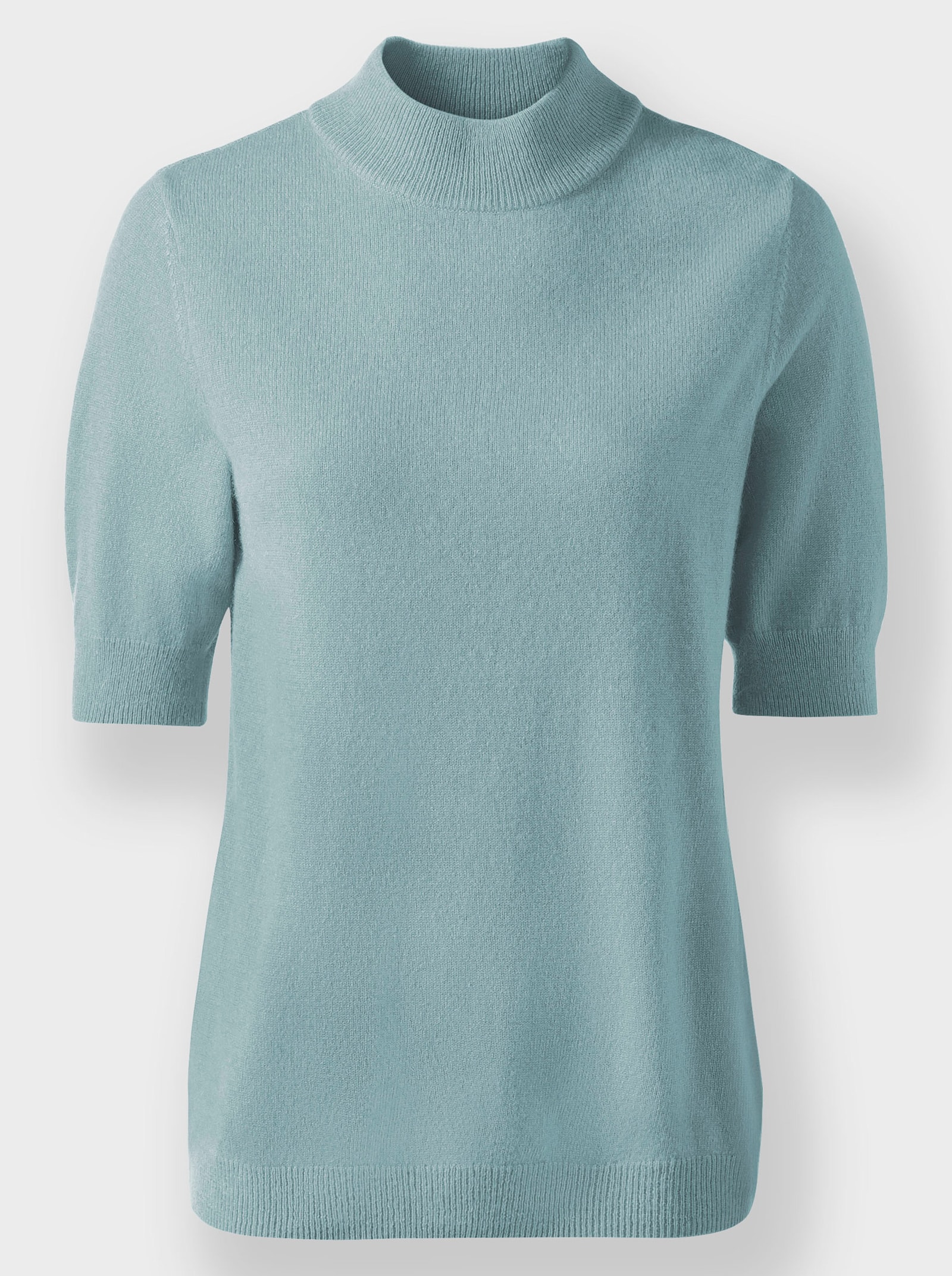 Stehkragenpullover aus reinem Kaschmir - aqua-meliert