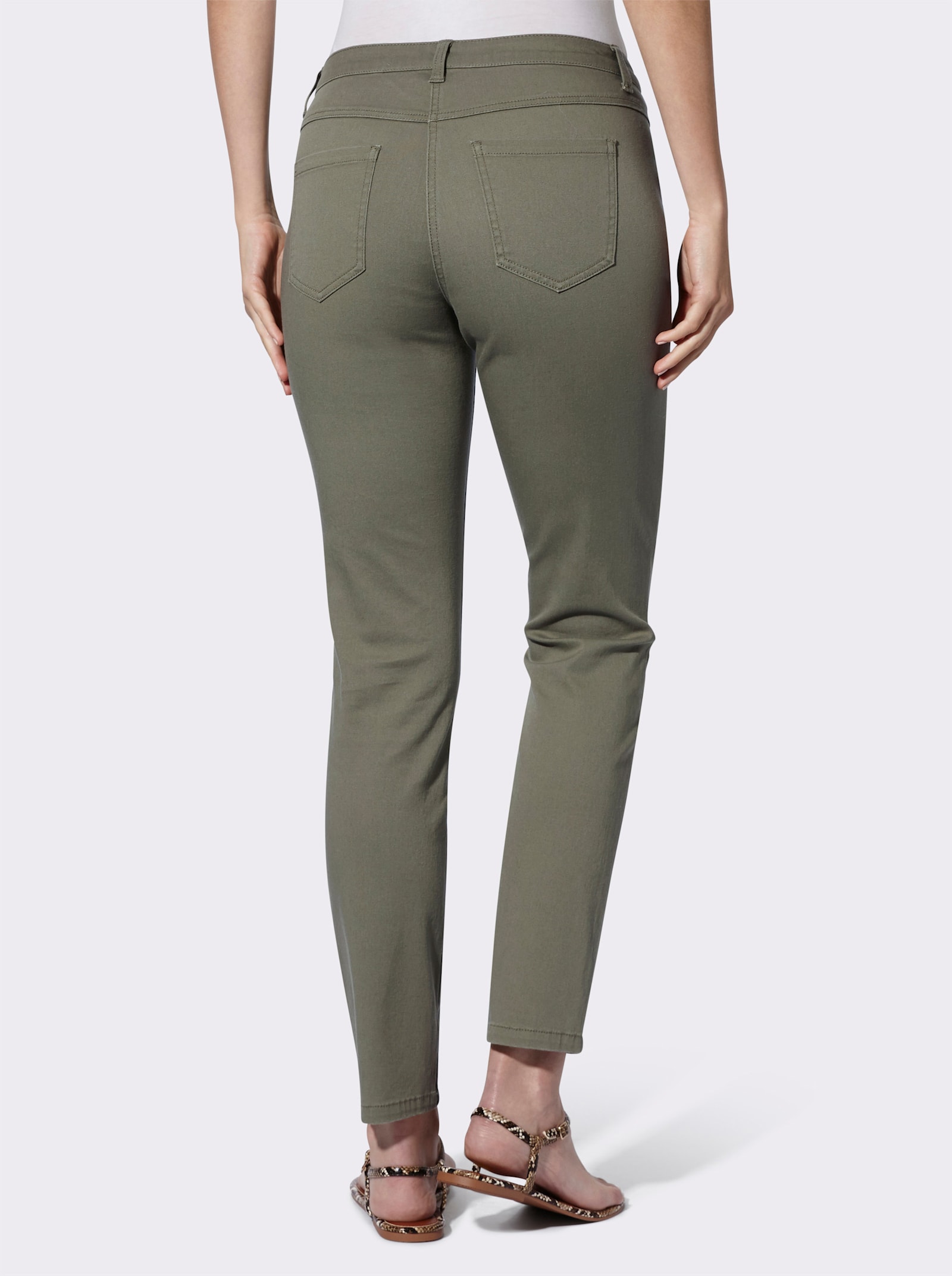 Stretch-Hose mit Passformsattel vorne und hinten - khaki