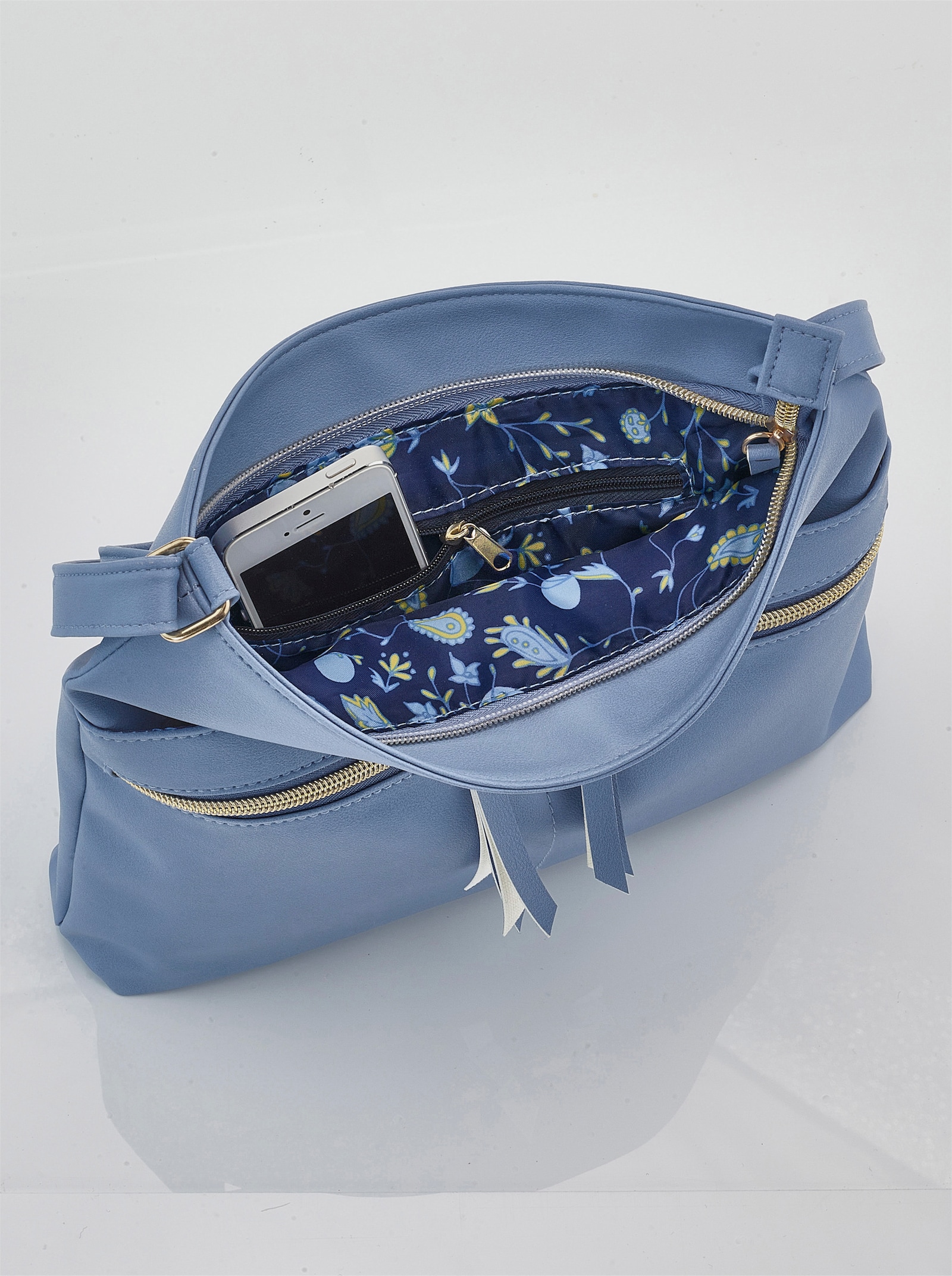 Handtasche mit Schal - bleu-gemustert