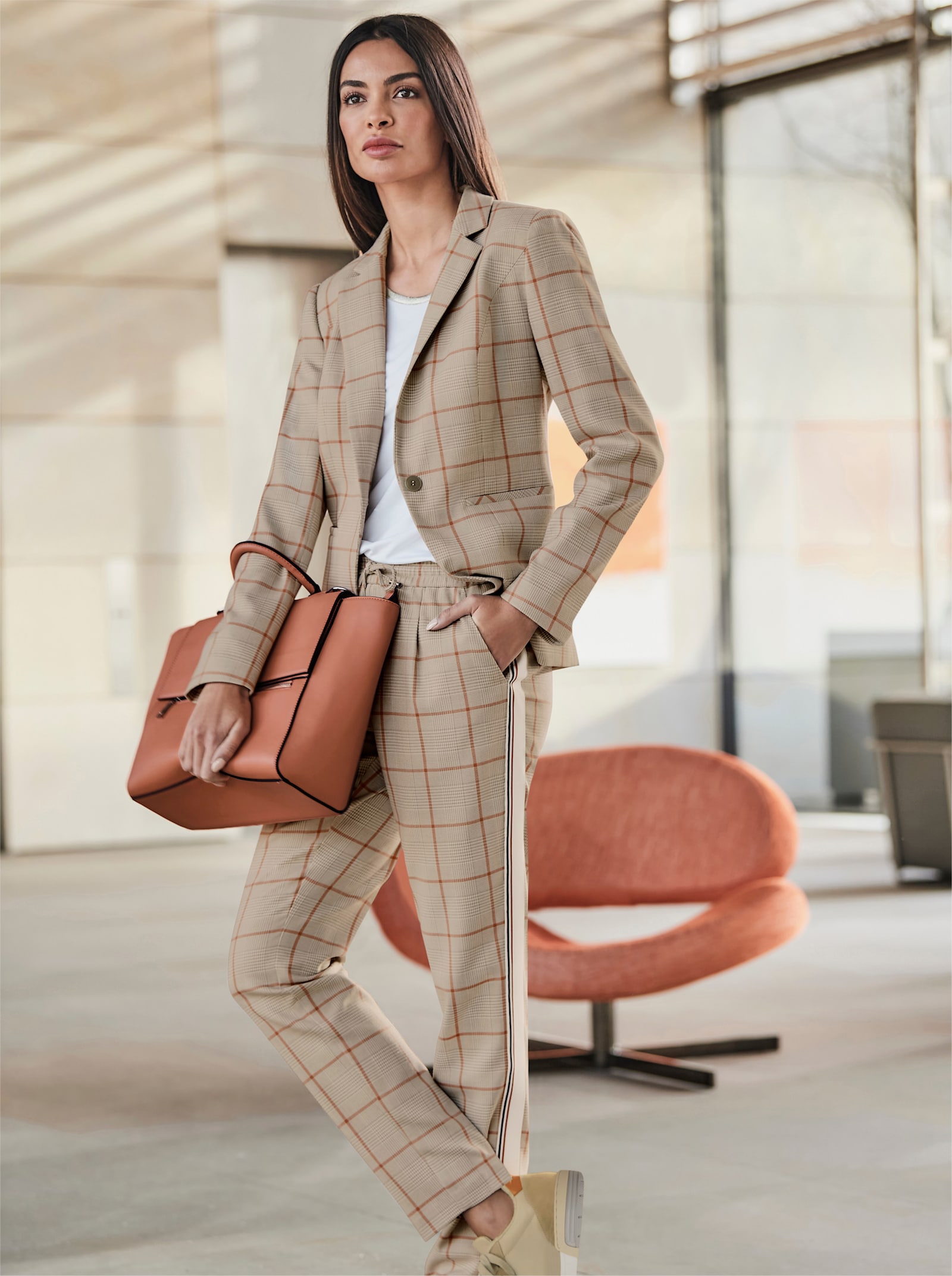 heine Blazer mit Glencheck-Karo - ecru-sesam-kariert