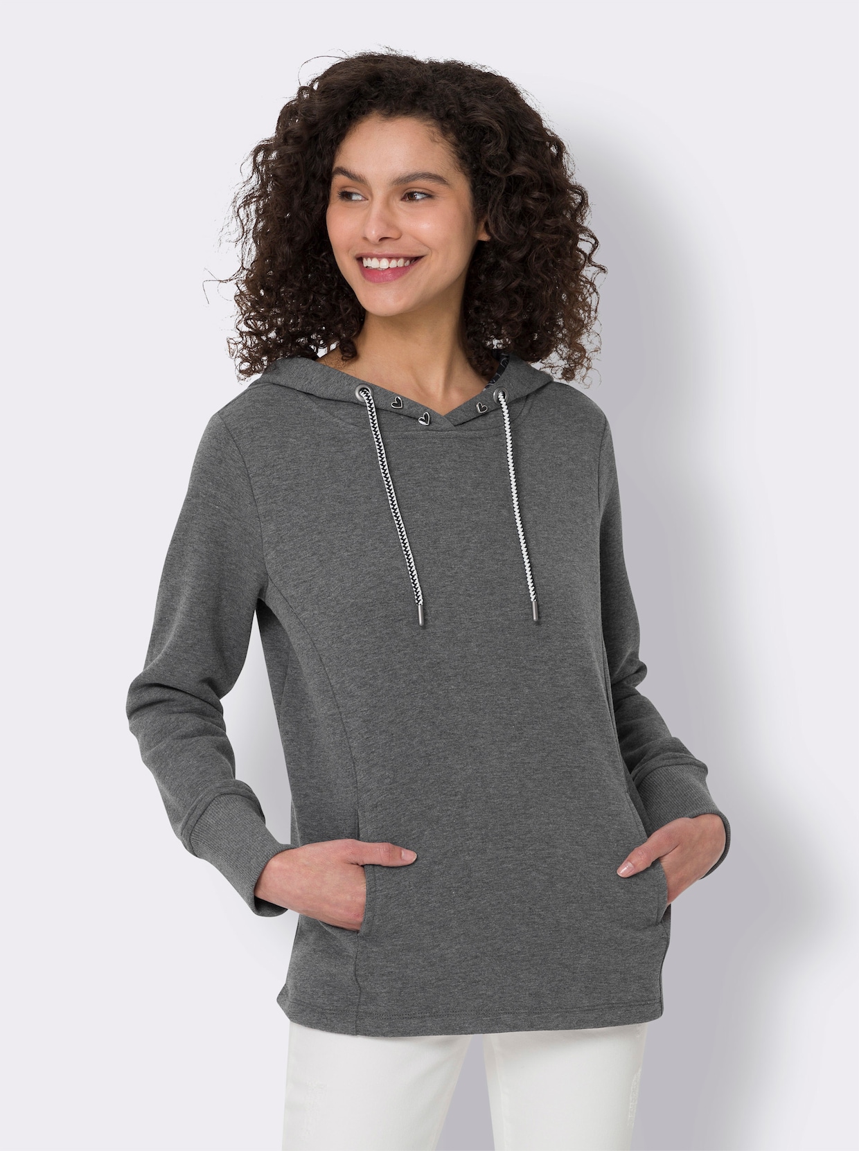 heine Sweatshirt à capuche - gris clair-anthracite chiné