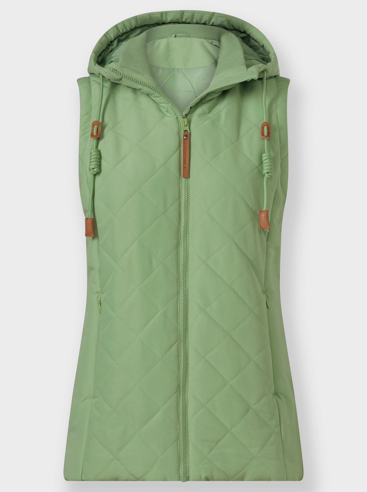 Steppweste mit Strickstehkragen, Microfaser - eucalyptus