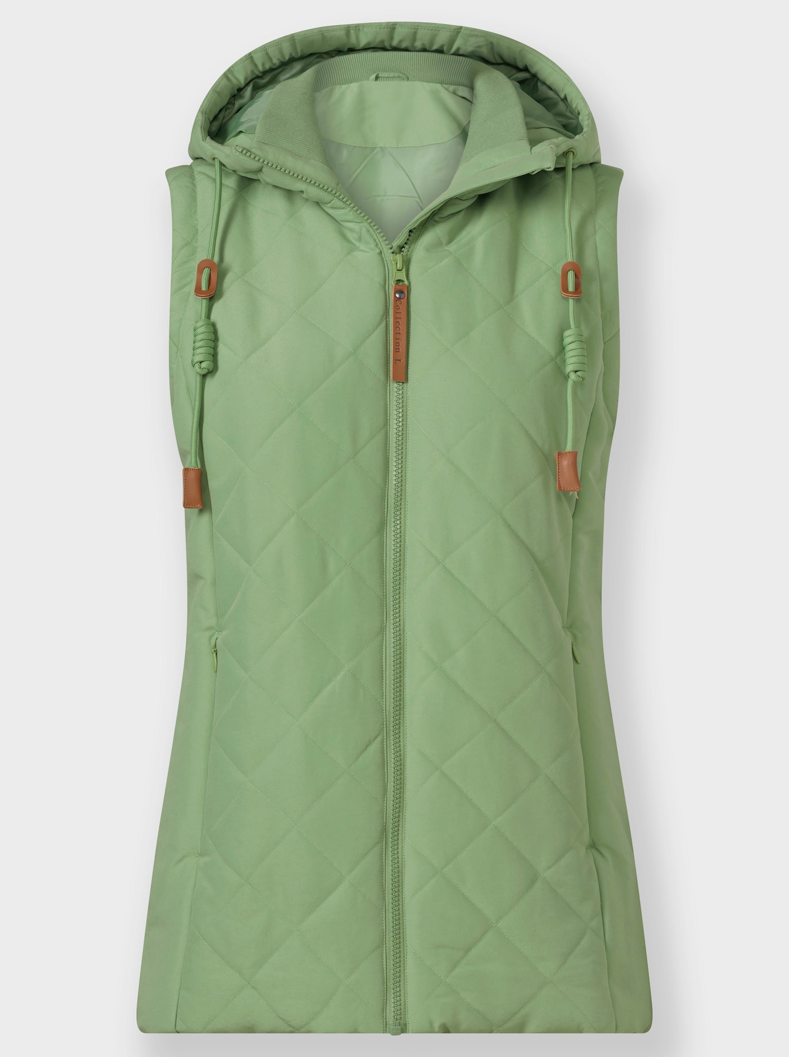 Steppweste mit Strickstehkragen, Microfaser - eucalyptus