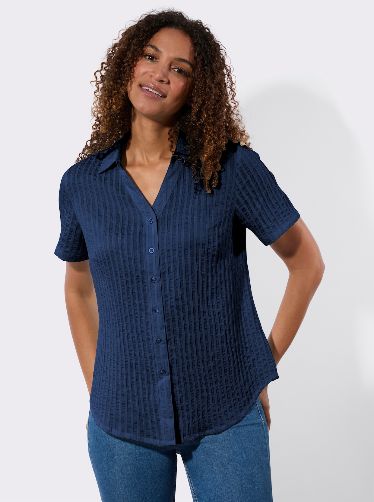 Hemdbluse - dunkelblau-gestreift