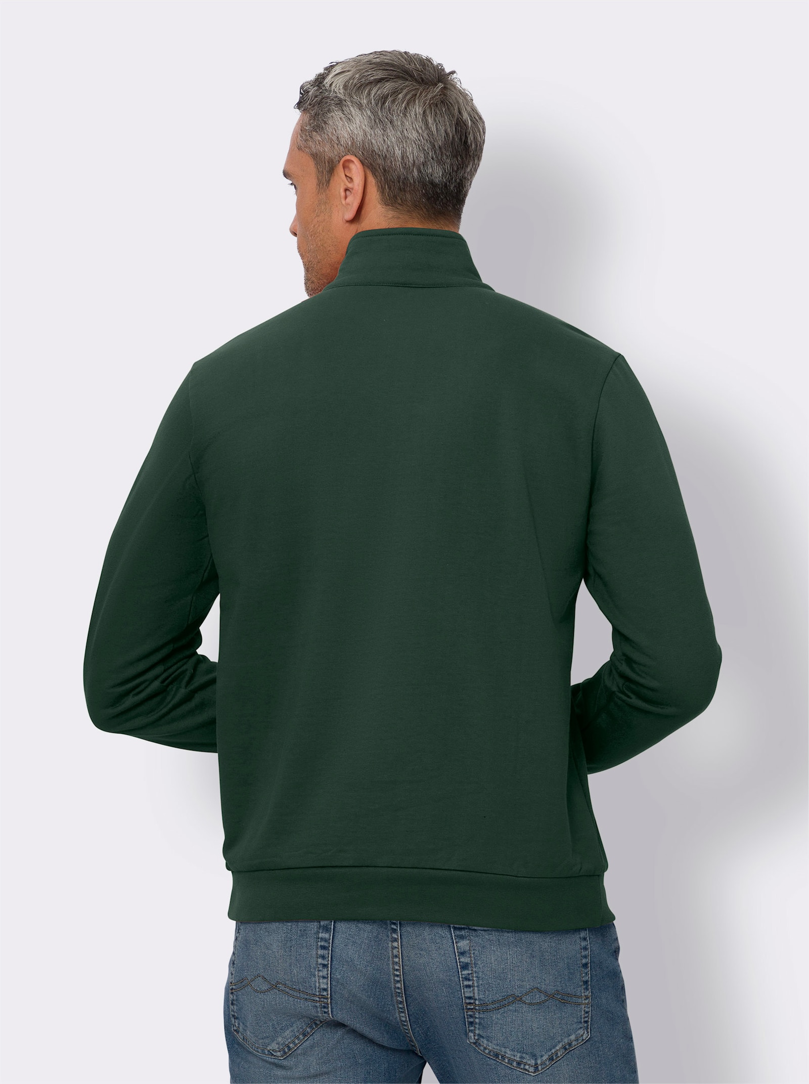 Sweatshirt mit Troyerkragen - moos