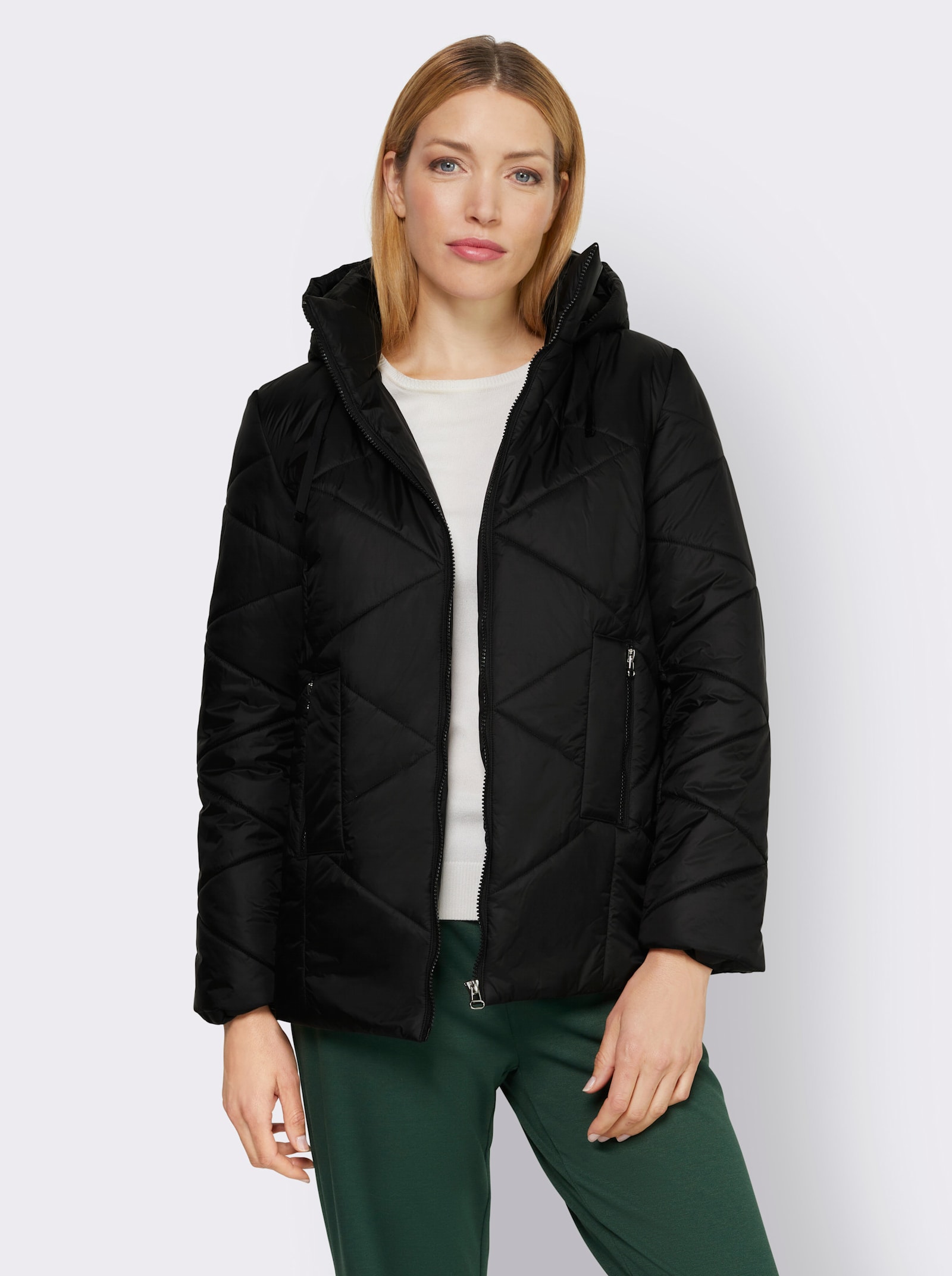 heine Outdoorjacke mit Stehkragen, gesteppt - schwarz