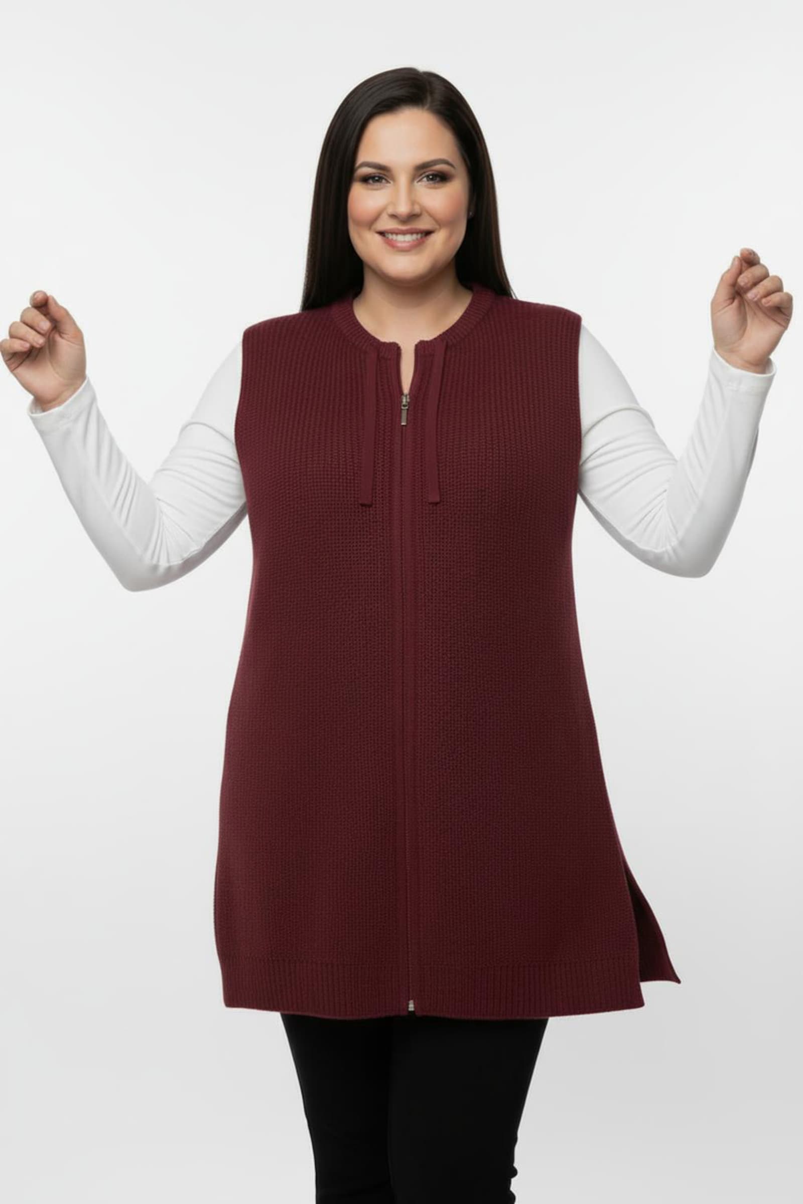 Strickweste in Longform - kirsche