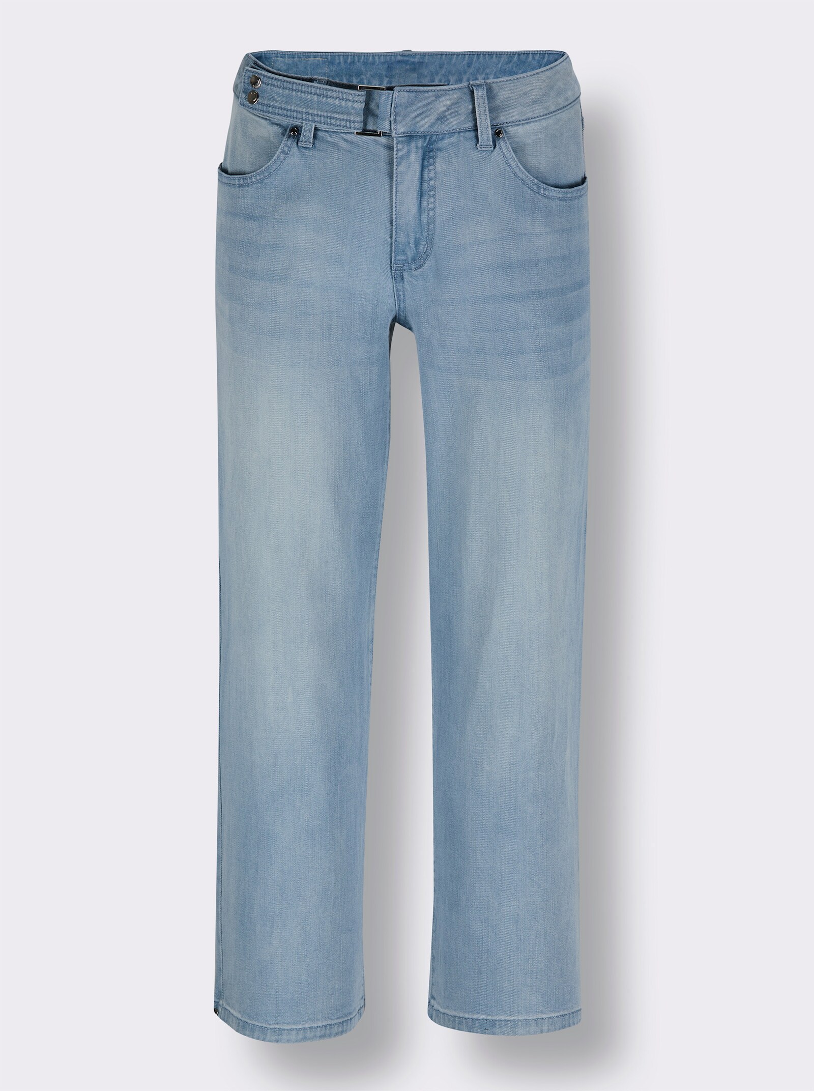 CREATION L PREMIUM Stretch-Jeans mit Stickerei - blue-bleached