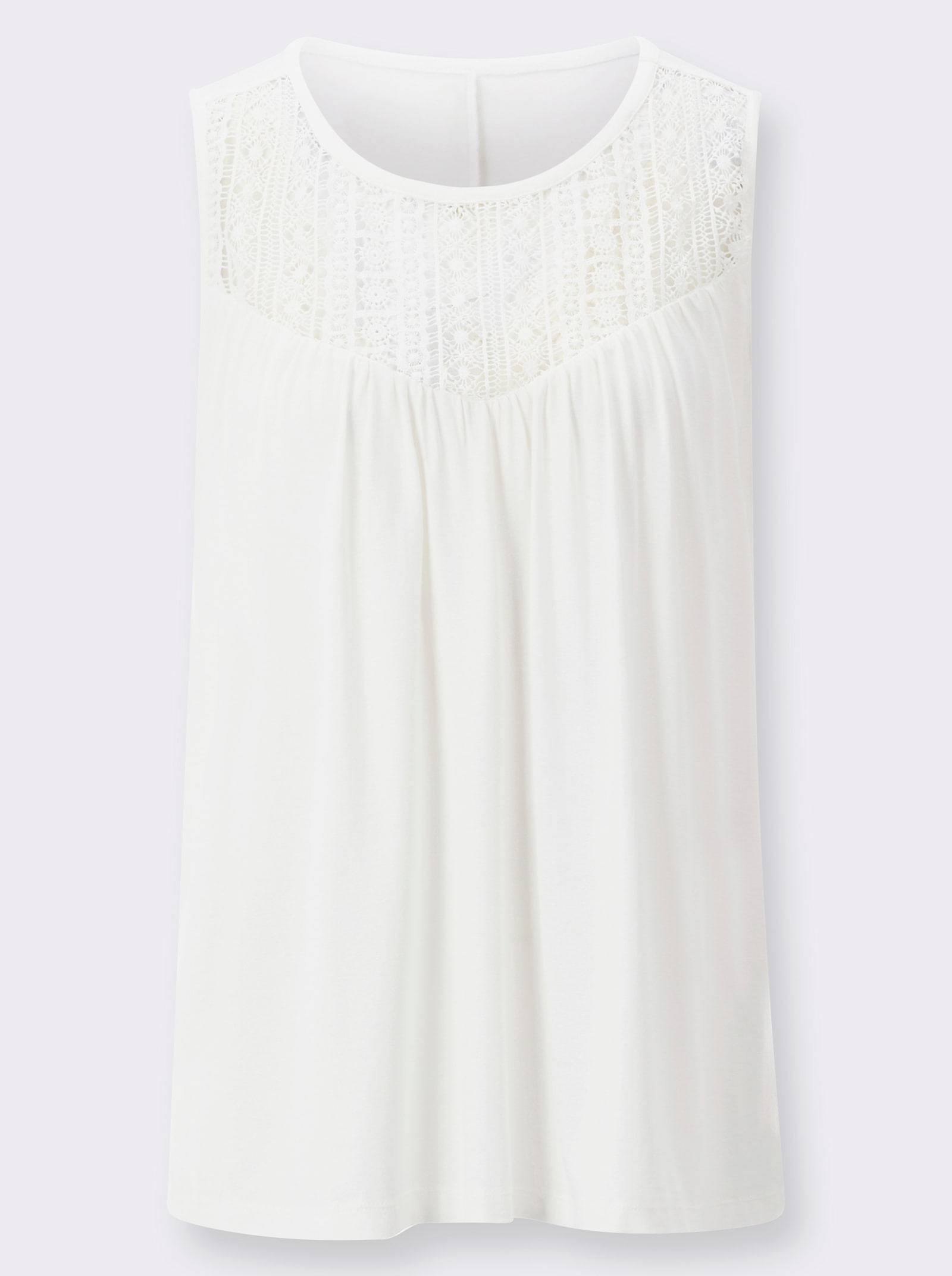 Shirttop mit Spitze im Vorderteil - ecru