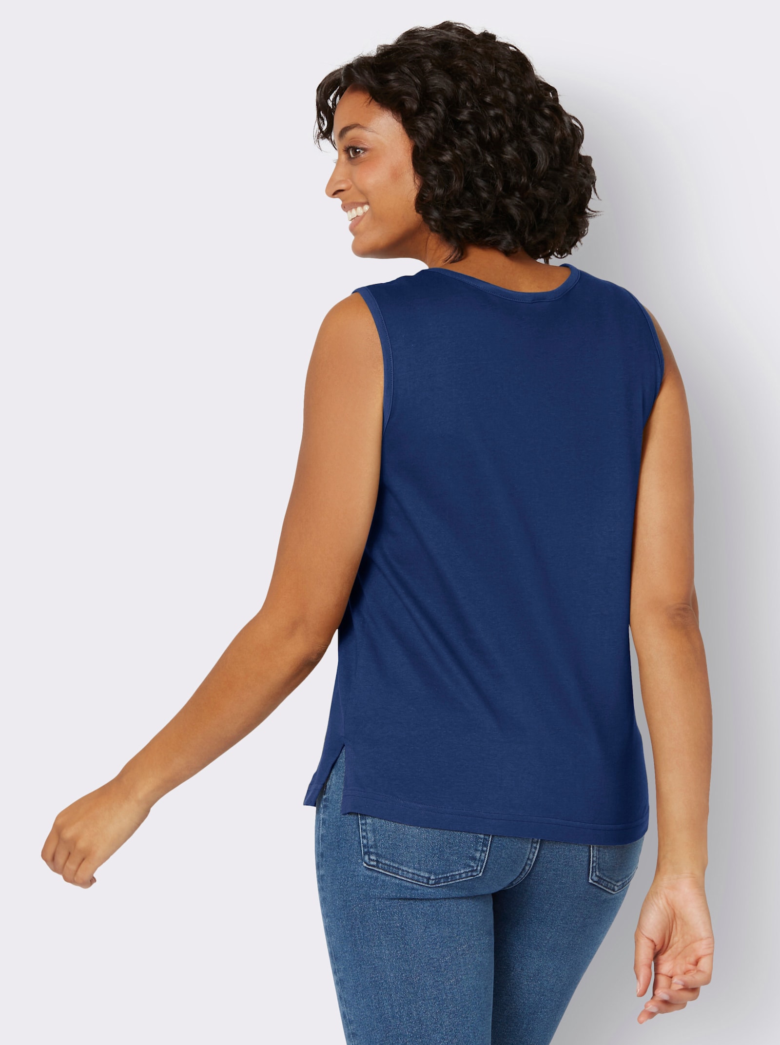 Shirttop mit Seitenschlitzen - royalblau