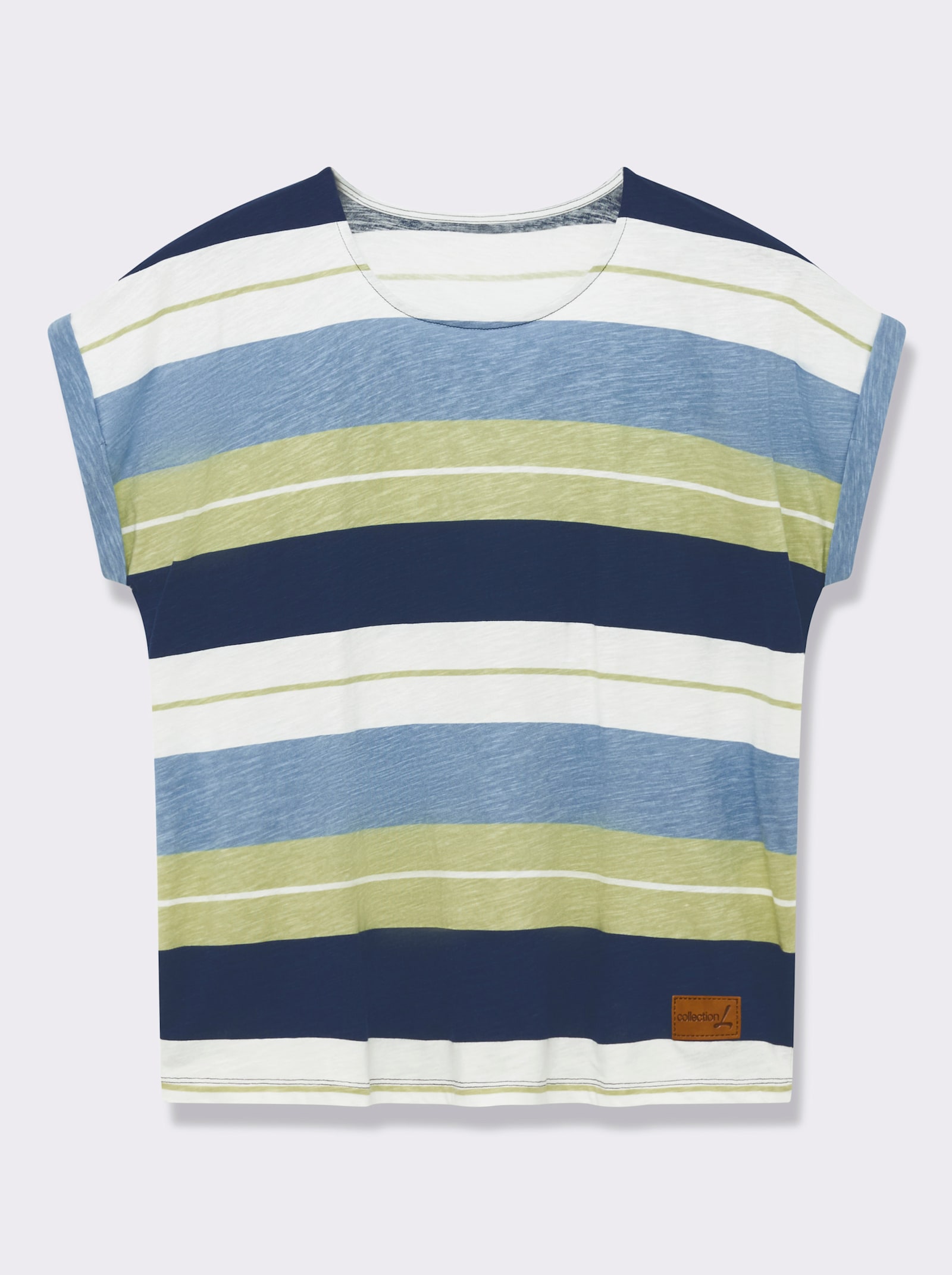 Ringelshirt mit Blockstreifen - lindgrün-bleu-geringelt