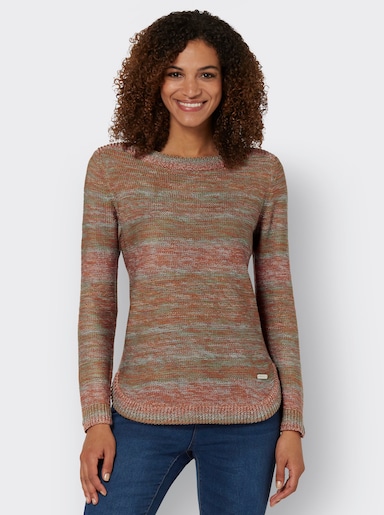 Strickpullover - papaya-salbei-meliert