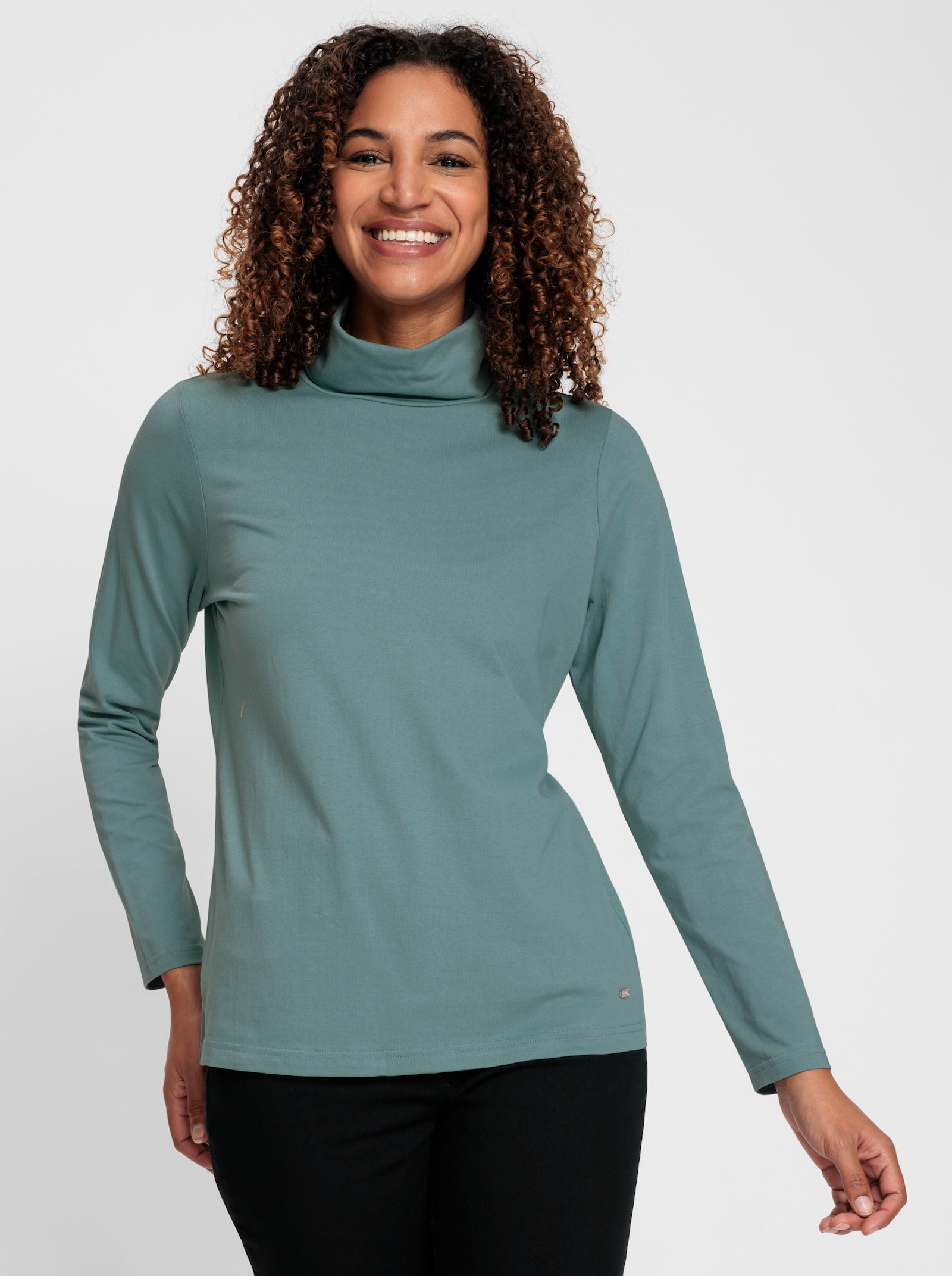 Rollkragenshirt mit langen Ärmeln - jade