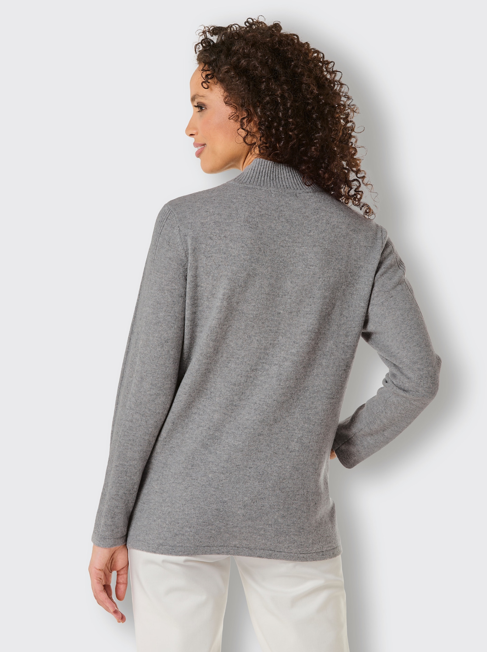 CREATION L PREMIUM Pullover met opstaande kraag en kasjmier - steengrijs/gemêleerd