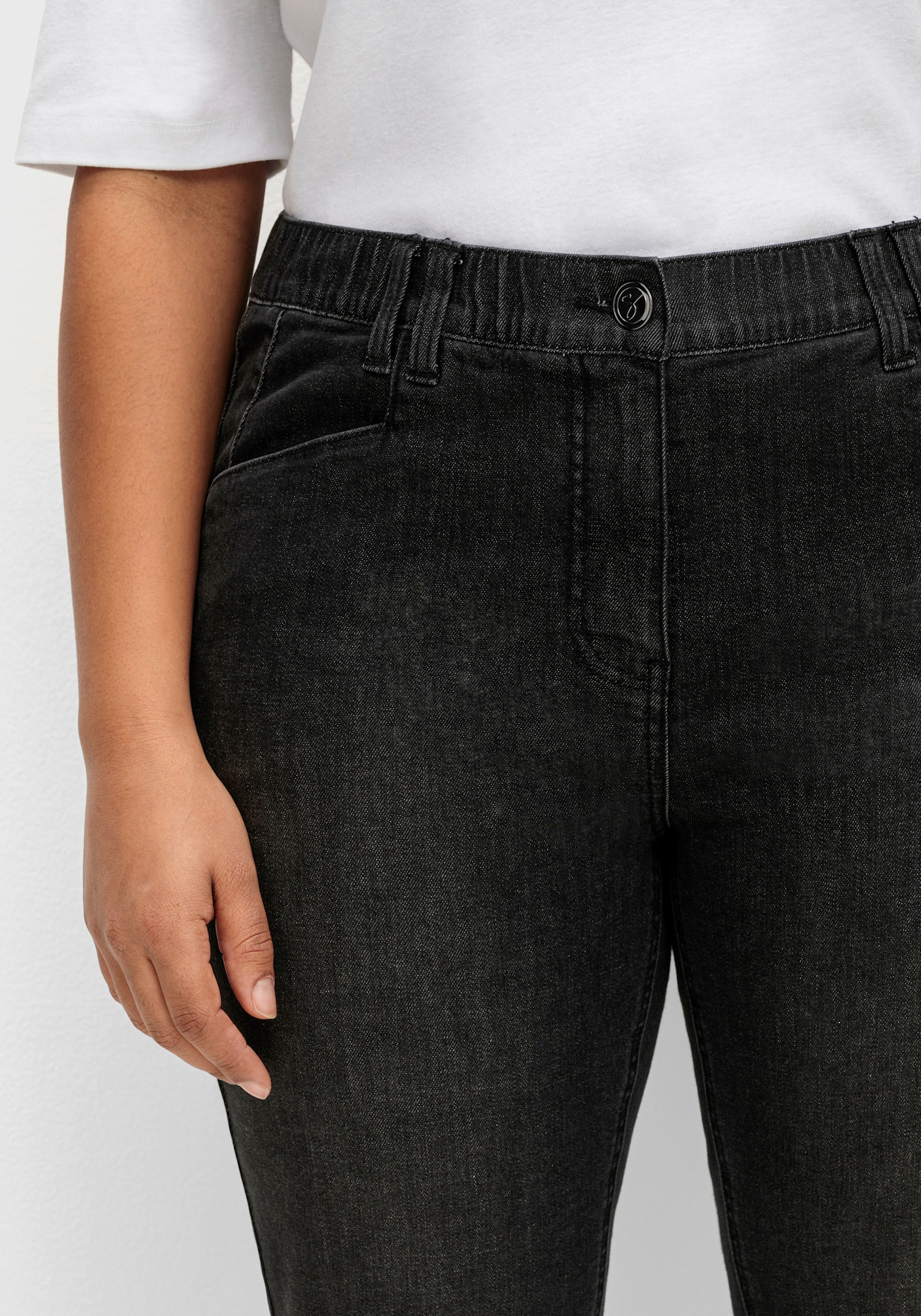 sheego Jeans met elastische band - black denim
