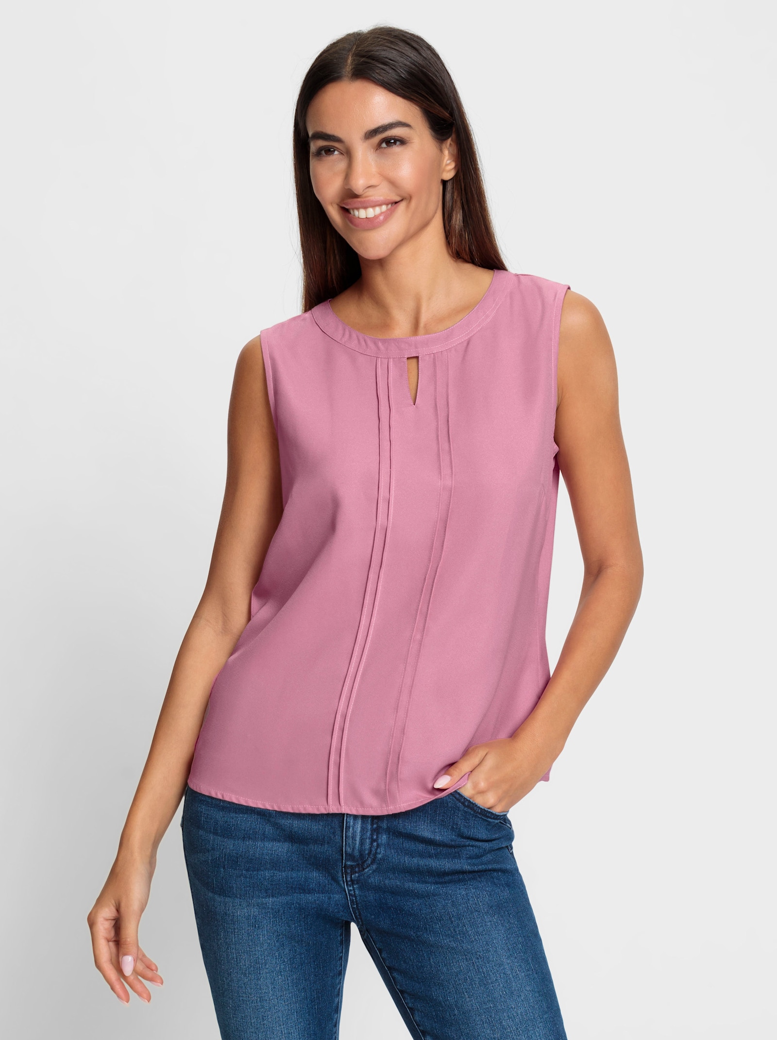 heine Blousetop met biezen voor - oudroze