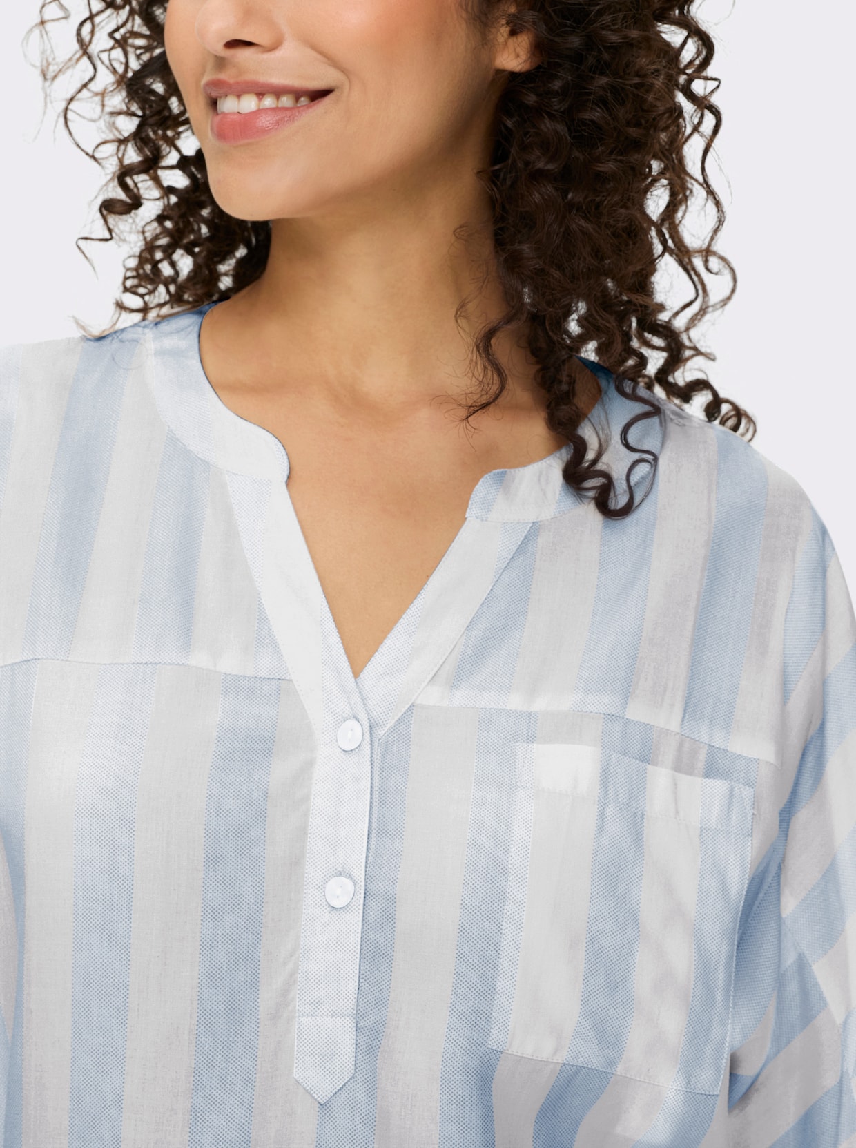 heine Gestreifte Bluse - ecru-himmelblau-gestreift