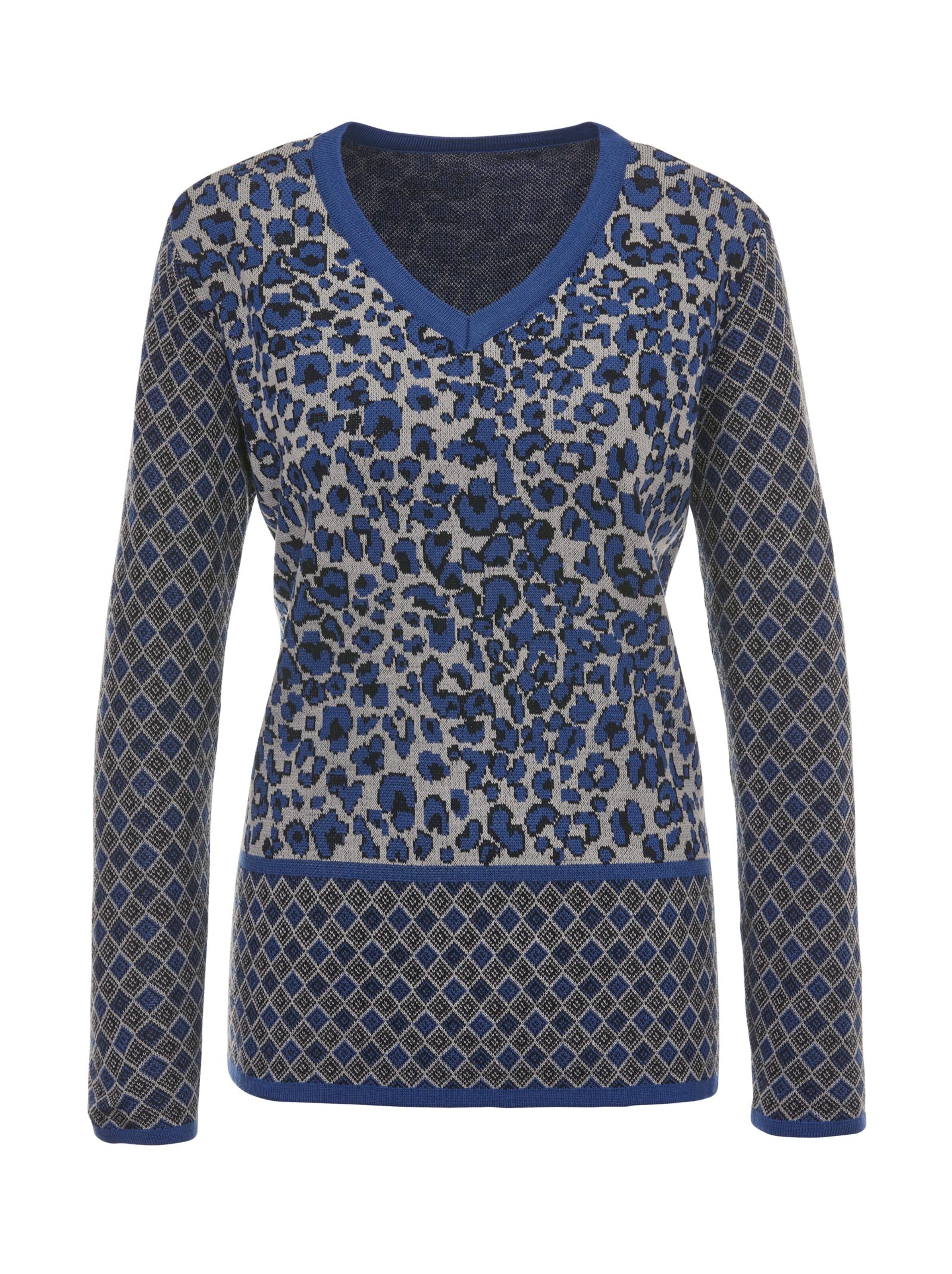 Pullover - blau-gemustert