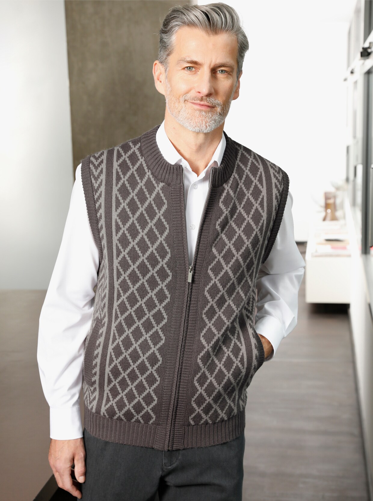 Marco Donati Strickweste - steingrau