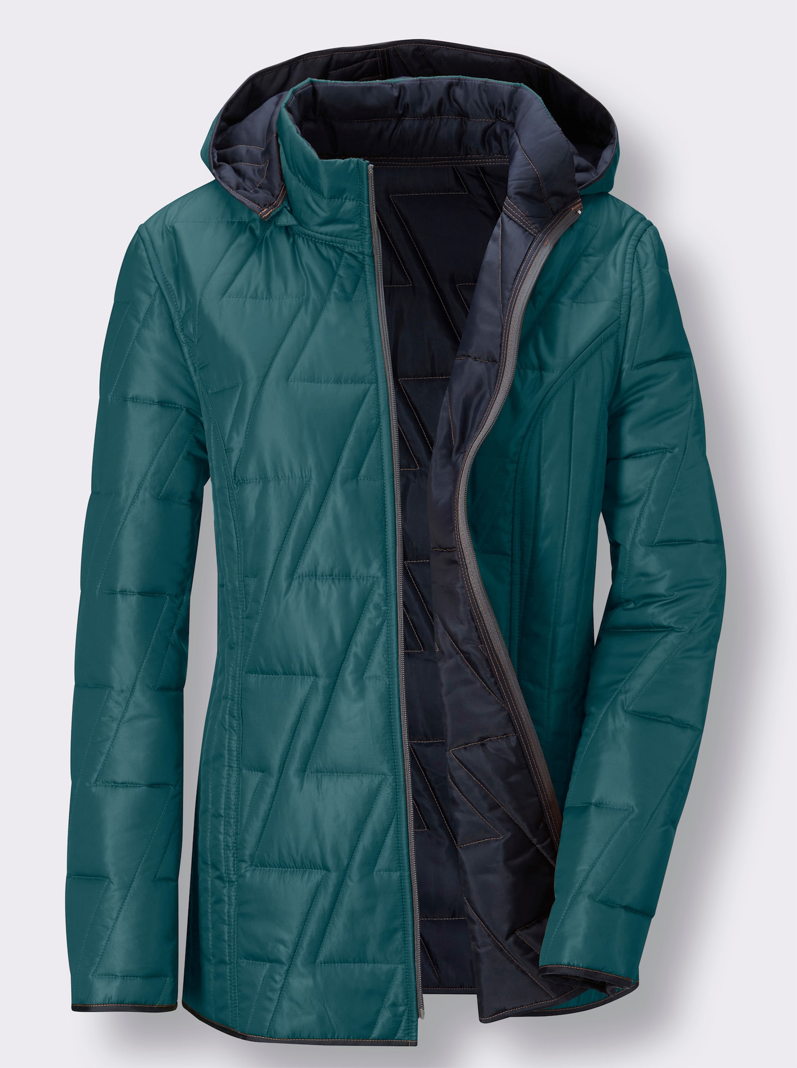 Wendejacke mit Kapuze, abzippbar - petrol