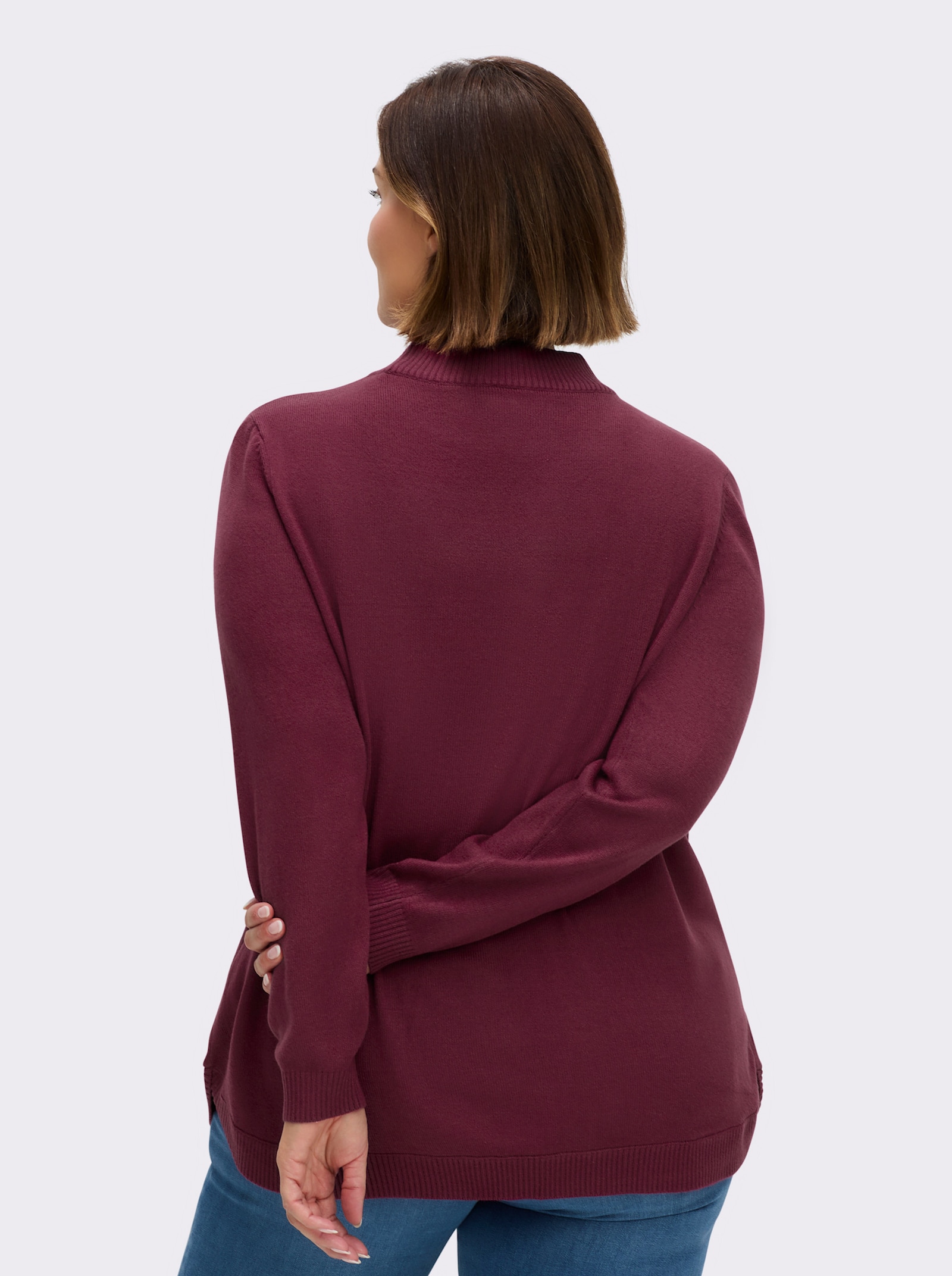 Pullover mit abgerundetem Saum - bordeaux