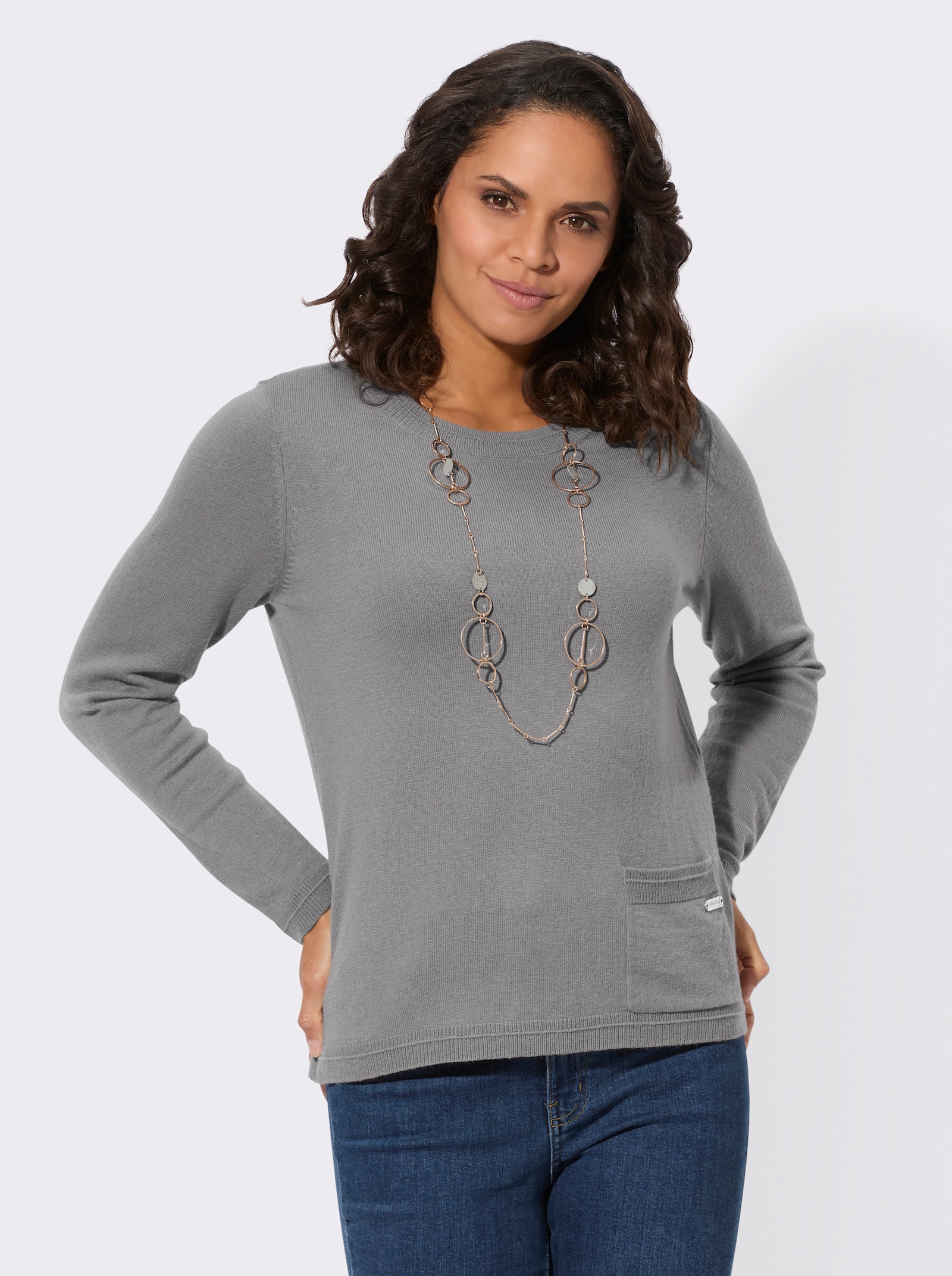 Pullover mit Woll-Anteil - steingrau