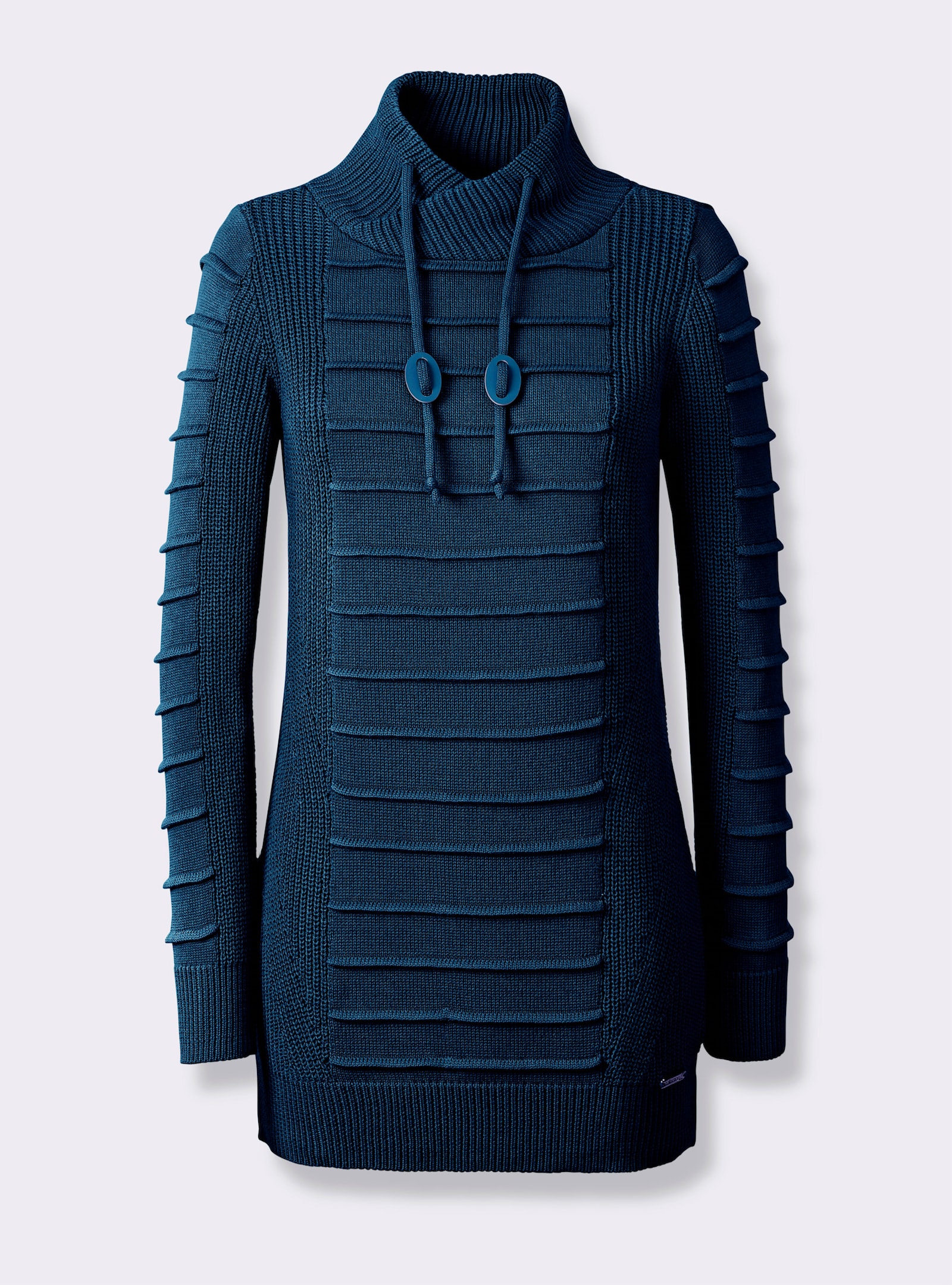 Lange pullover met gestructureerde delen - donkerblauw