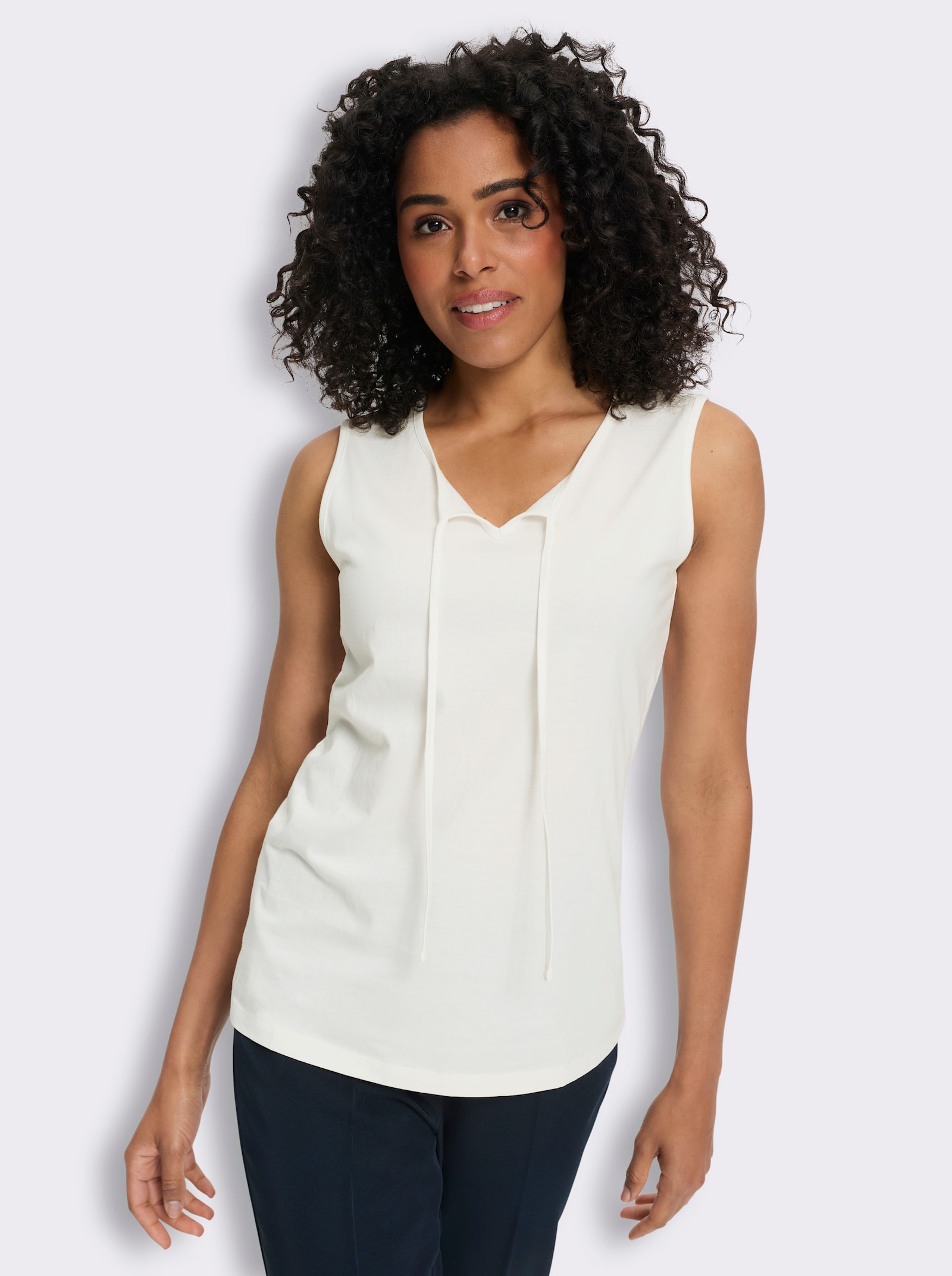 Shirttop met bindceintuur - ecru