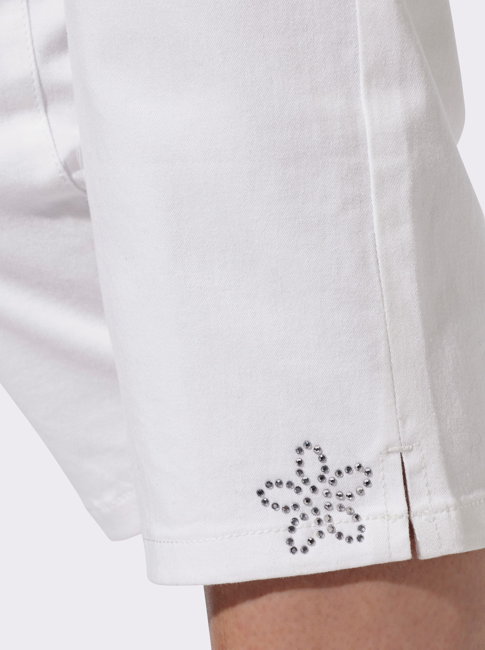 Capri-jeans met glittersteentjes - wit