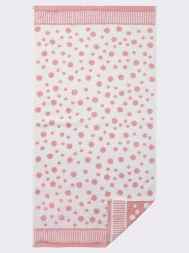 Ross Handtuch - weiß-rosé-gemustert