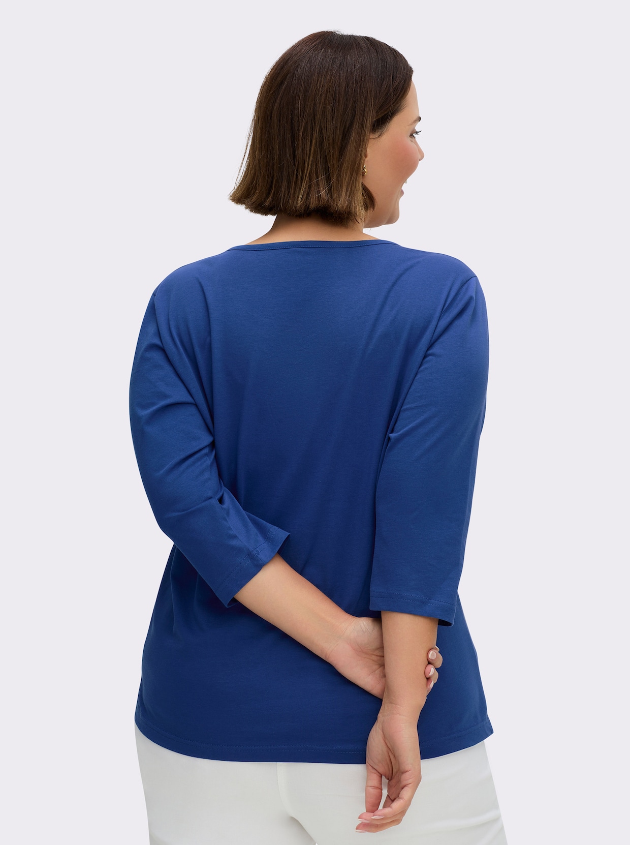 3/4-Arm-Shirt mit Ziersteinchen - royalblau
