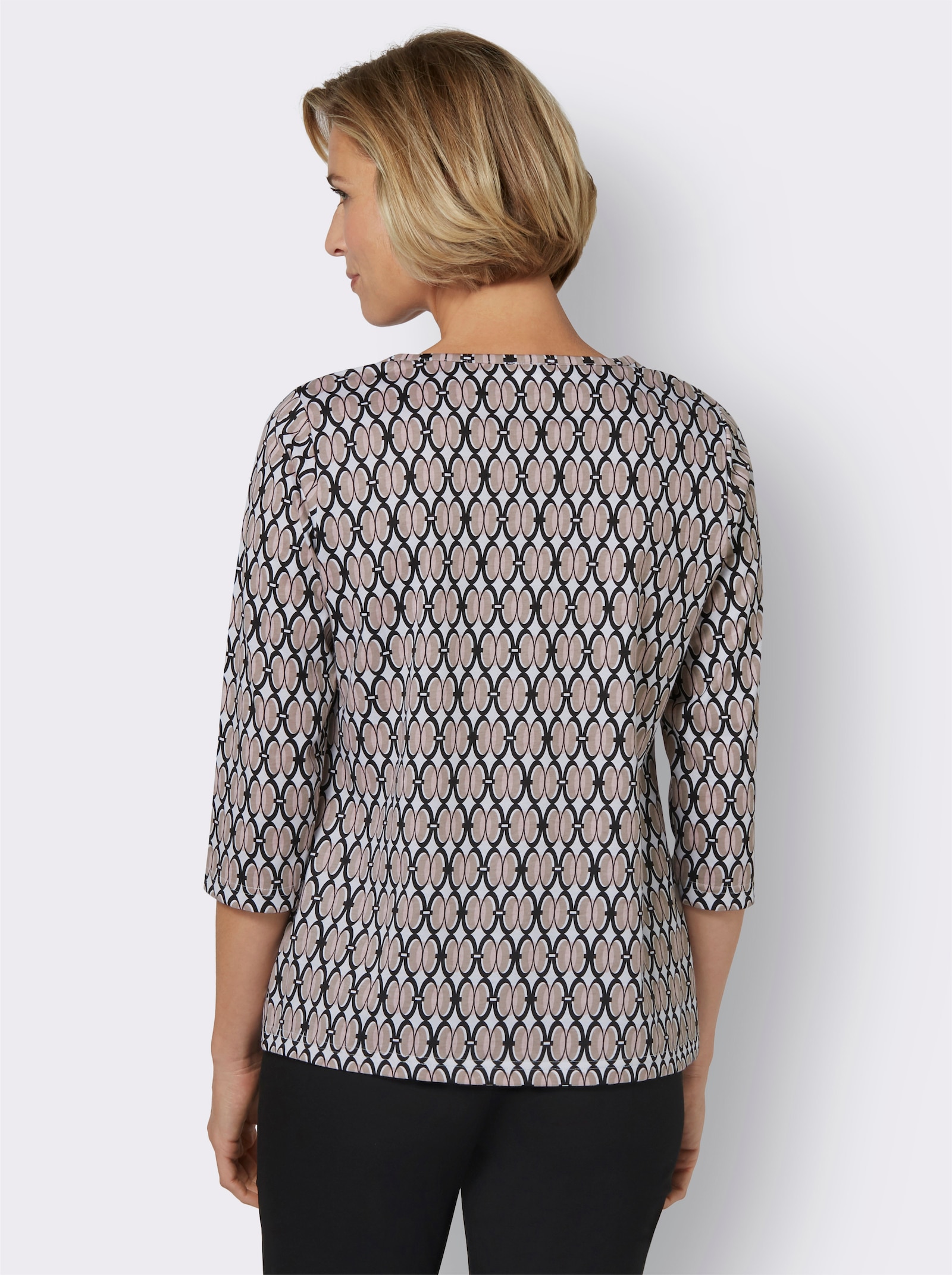 Shirt met print en 3/4-mouwen - ecru/poudre bedrukt