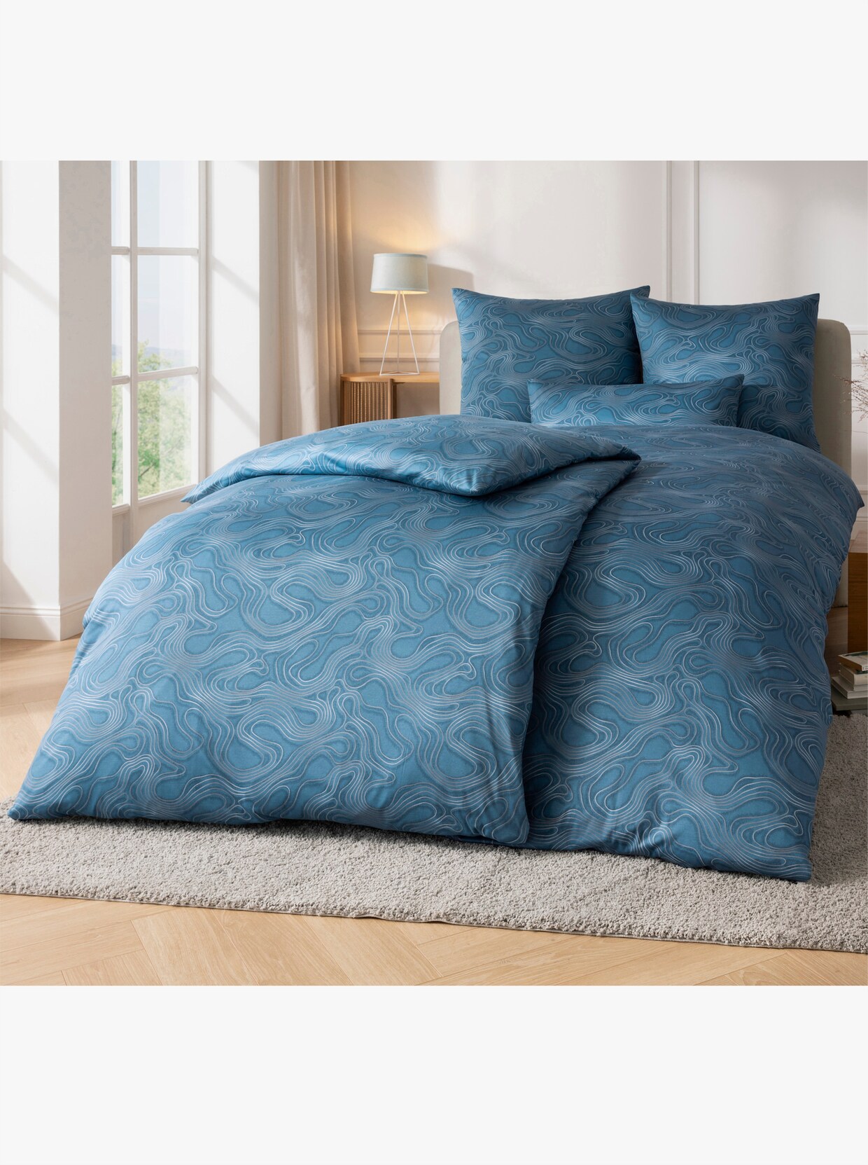 Estella Bettwäsche - petrol-bedruckt