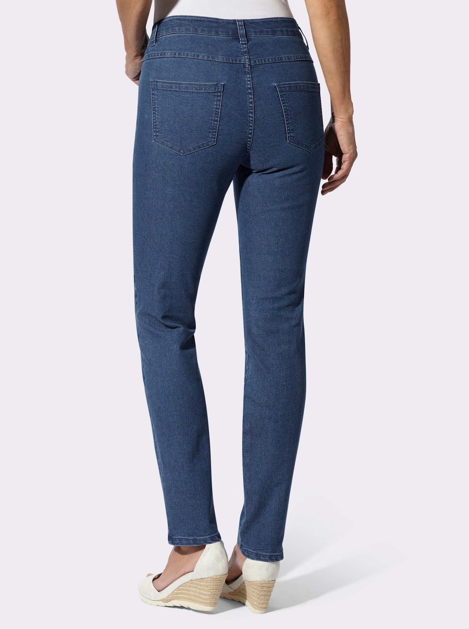Trachtenjeans mit Edelweiß-Stickerei - blue-stone-washed