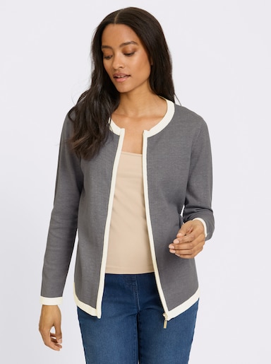 heine Fijn gebreid vest met ritssluiting - grijs gemêleerd