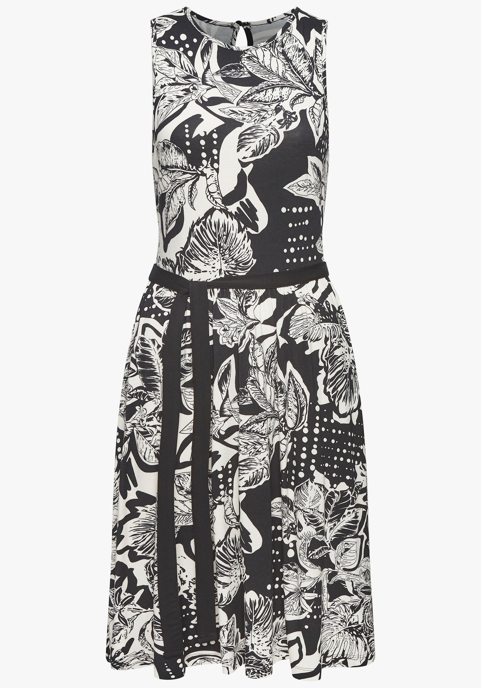 Vivance Jerseykleid - schwarz-creme bedruckt