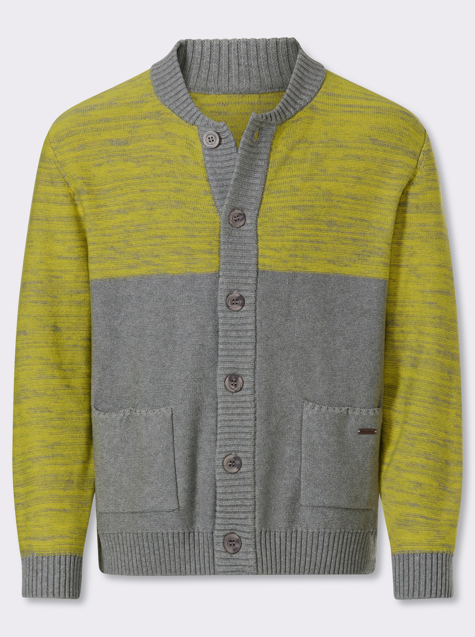 Marco Donati Strickjacke mit zweifarbigem Garn - grau-limone-meliert