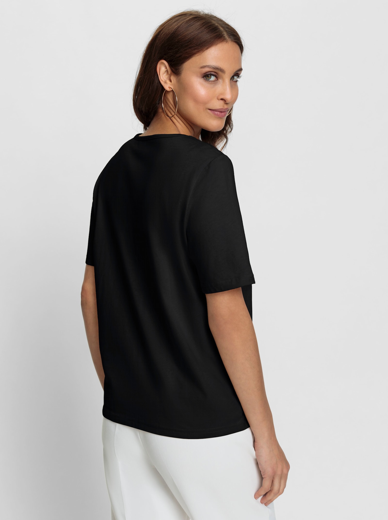 Shirt met ronde hals en cut-outs - zwart