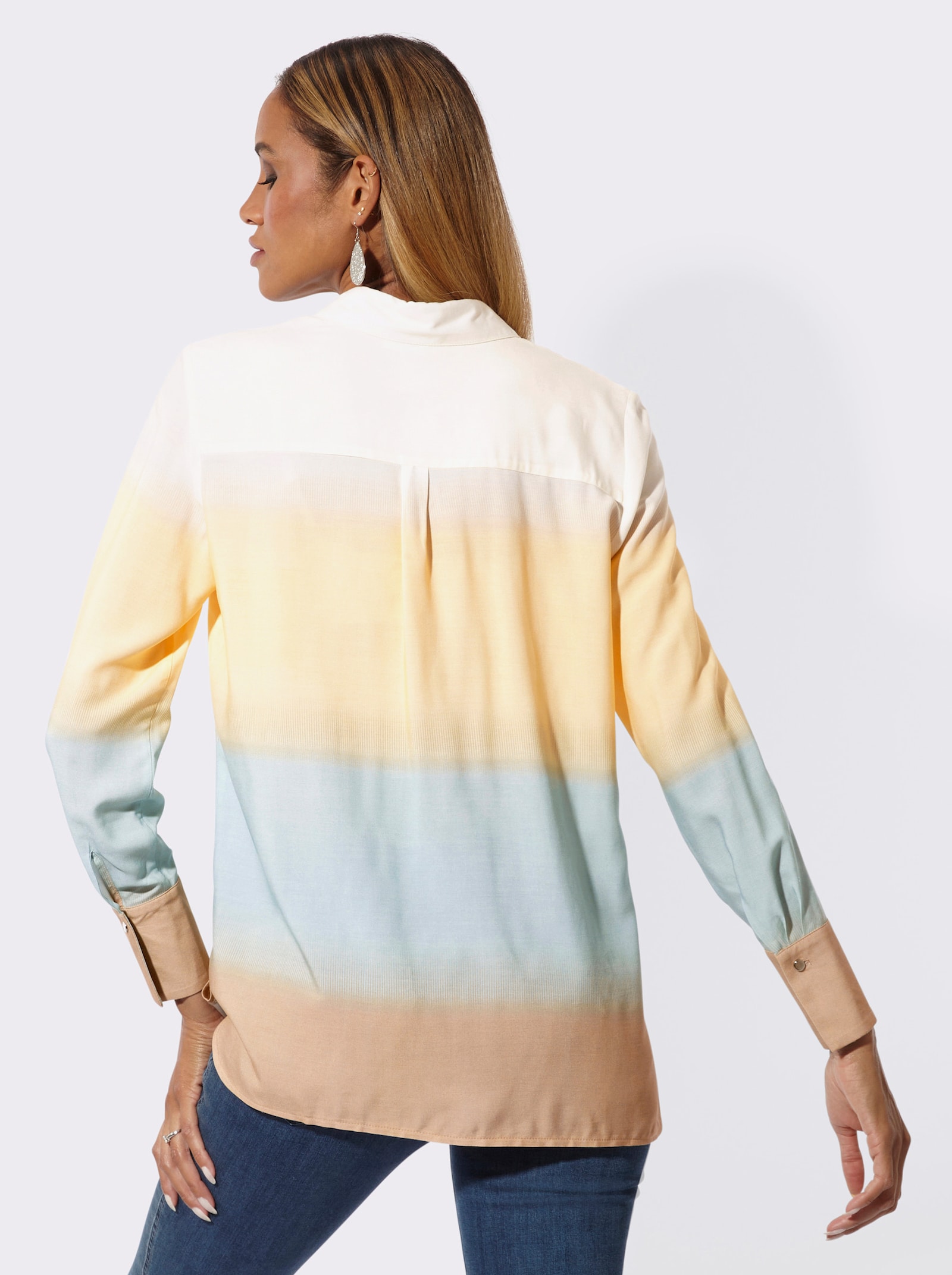 Longbluse - vanille-kalkmint-bedruckt