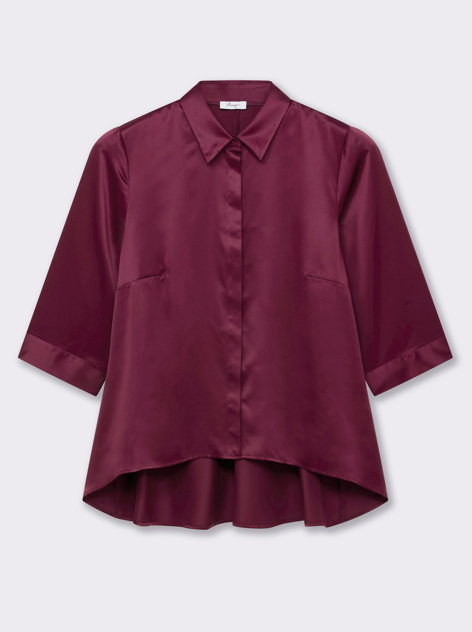 sheego Satinbluse mit verkürztem Saum vorn - bordeaux