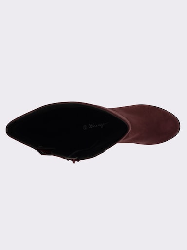 sheego Weitschaftstiefel in Wildleder-Optik, mit bezogenem Absatz - burgund