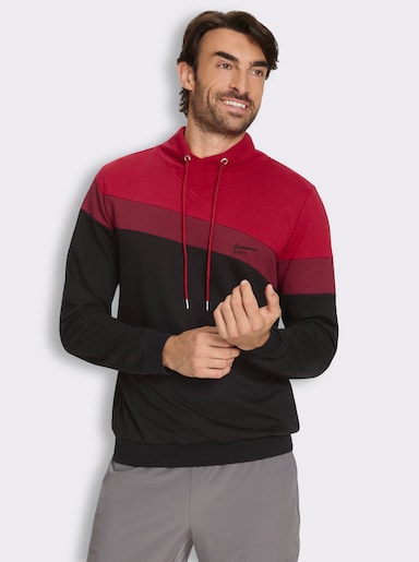 Catamaran Sports Sweatshirt mit weitenregulierbarem Kragen - schwarz-rot