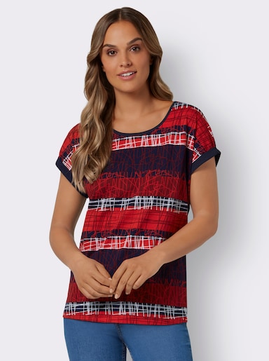 Kurzarmshirt mit Druck im Vorderteil - erdbeere-nachtblau-bedruckt